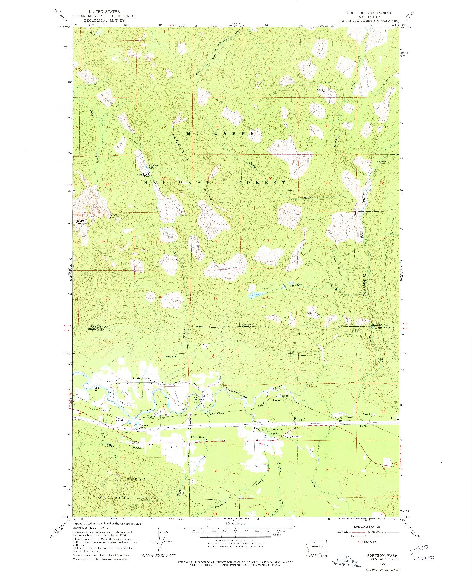 USGS 1:24000-SCALE QUADRANGLE FOR FORTSON, WA 1966