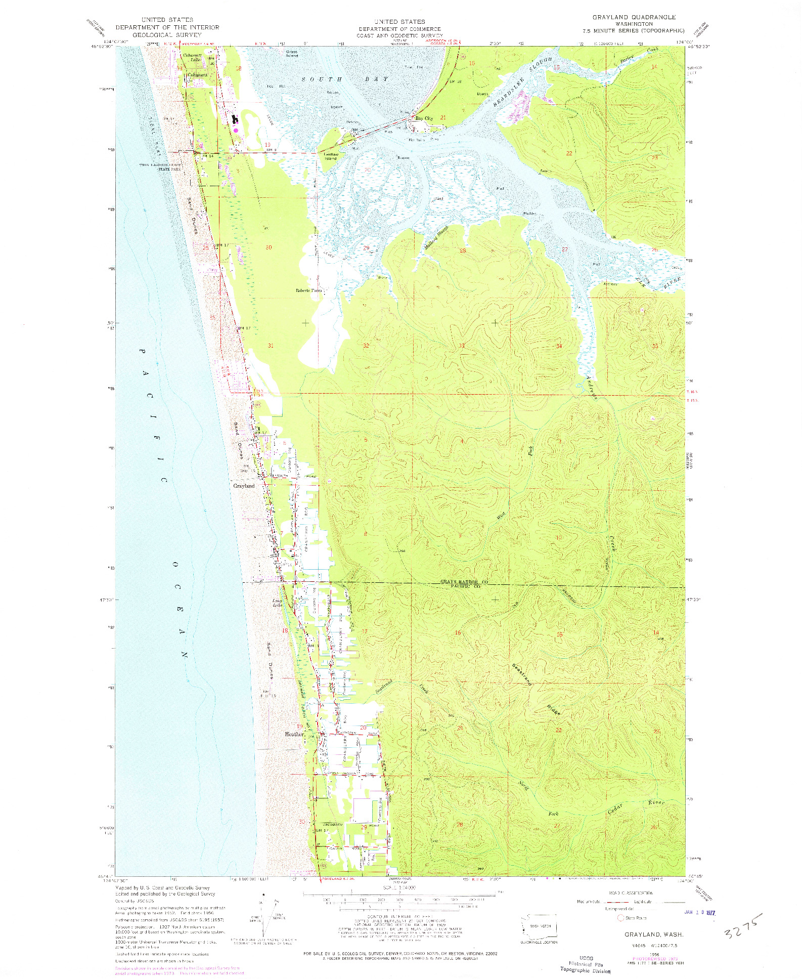 USGS 1:24000-SCALE QUADRANGLE FOR GRAYLAND, WA 1956