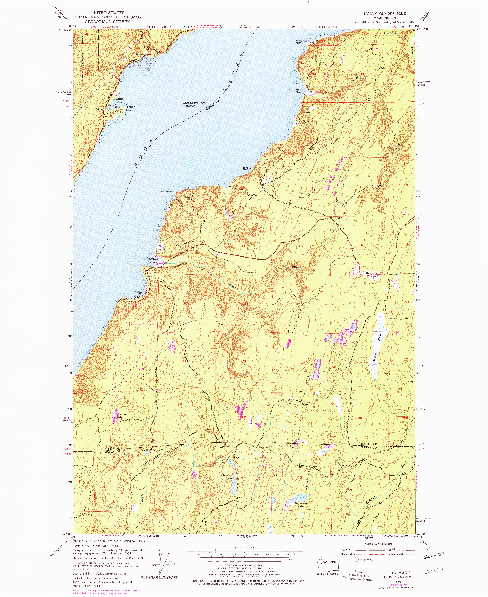 USGS 1:24000-SCALE QUADRANGLE FOR HOLLY, WA 1953