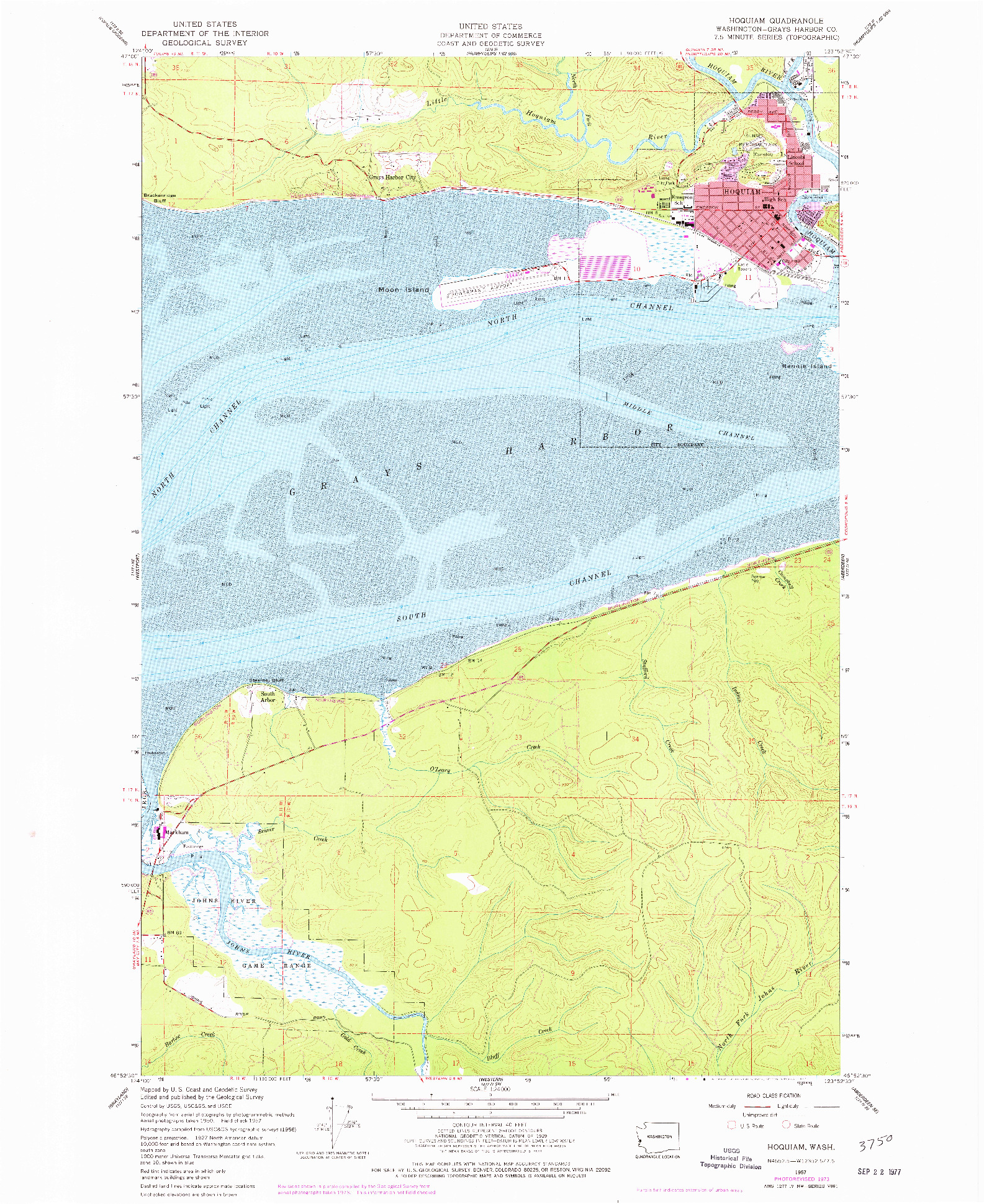 USGS 1:24000-SCALE QUADRANGLE FOR HOQUIAM, WA 1957