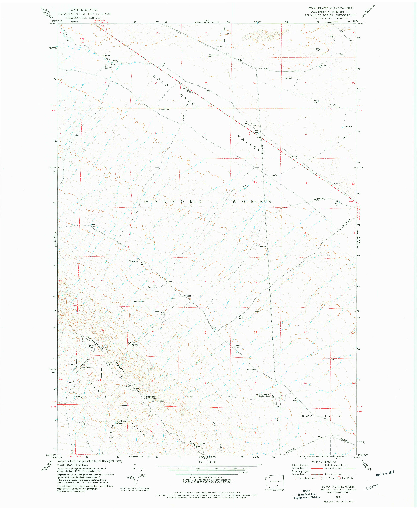 USGS 1:24000-SCALE QUADRANGLE FOR IOWA FLATS, WA 1974