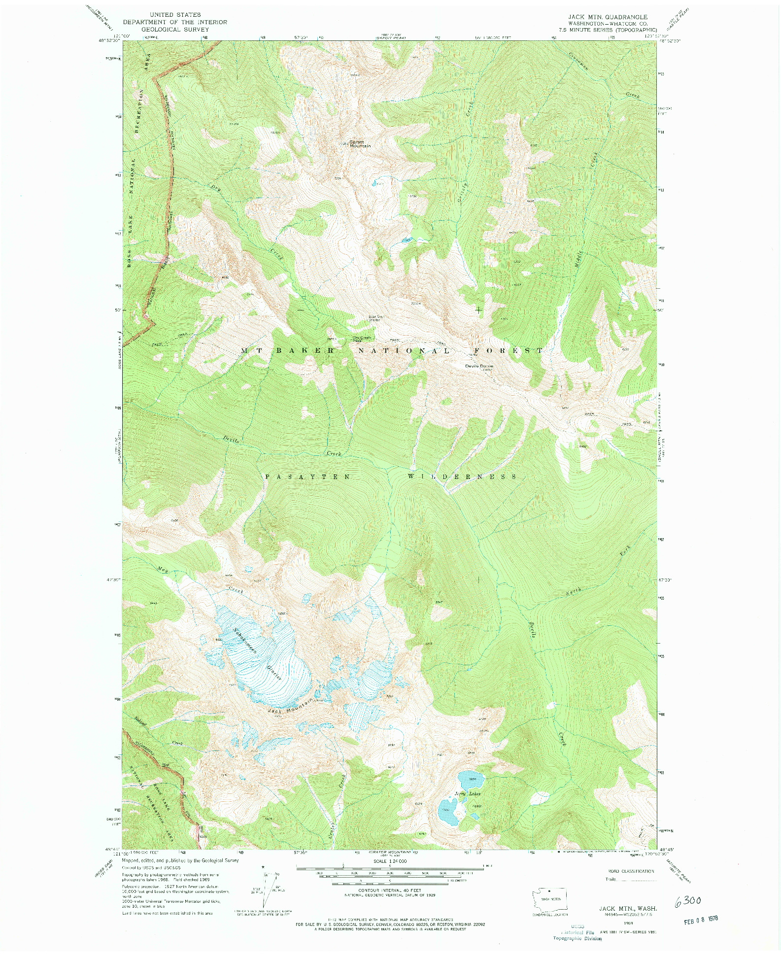 USGS 1:24000-SCALE QUADRANGLE FOR JACK MTN, WA 1969