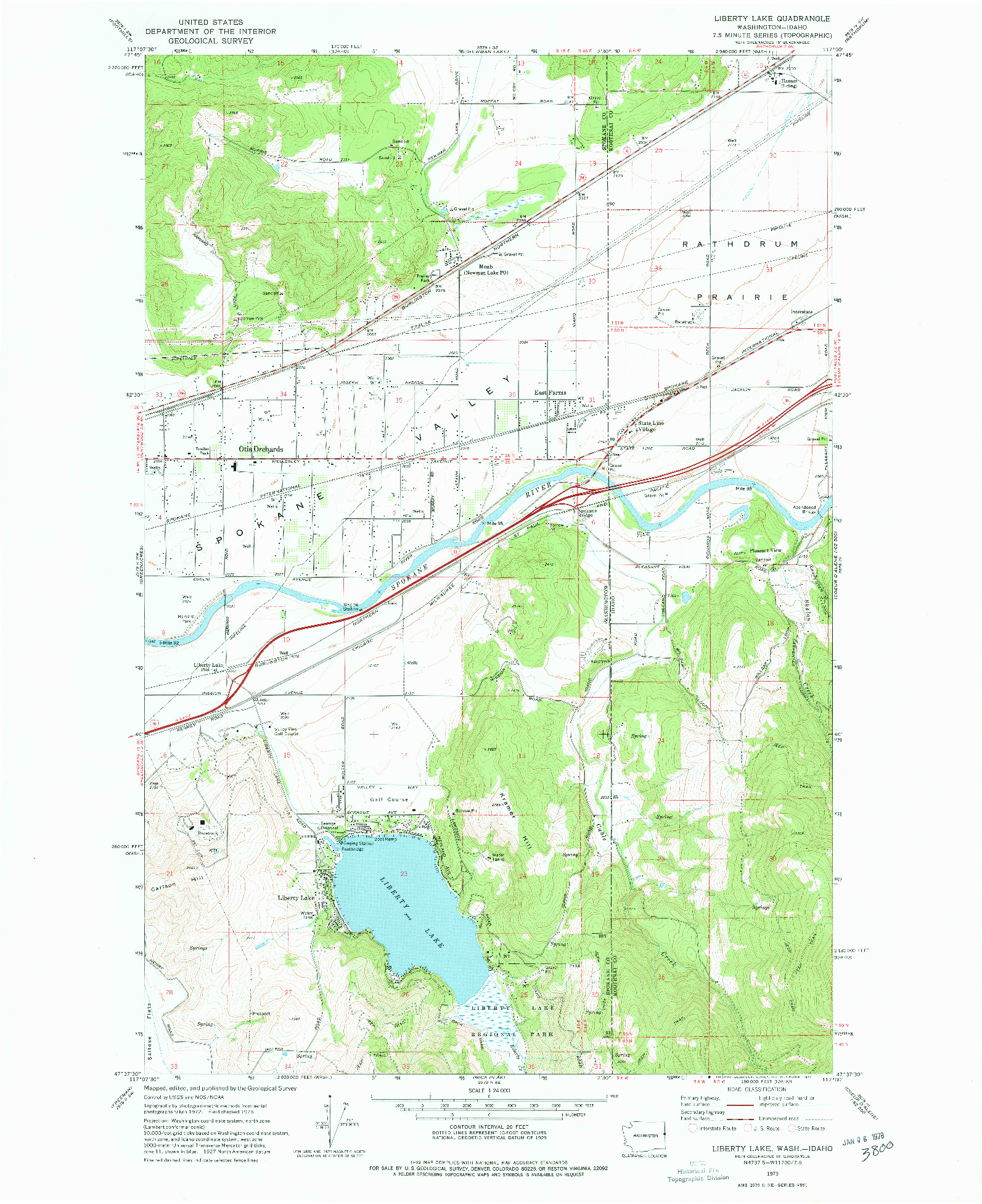 USGS 1:24000-SCALE QUADRANGLE FOR LIBERTY LAKE, WA 1973