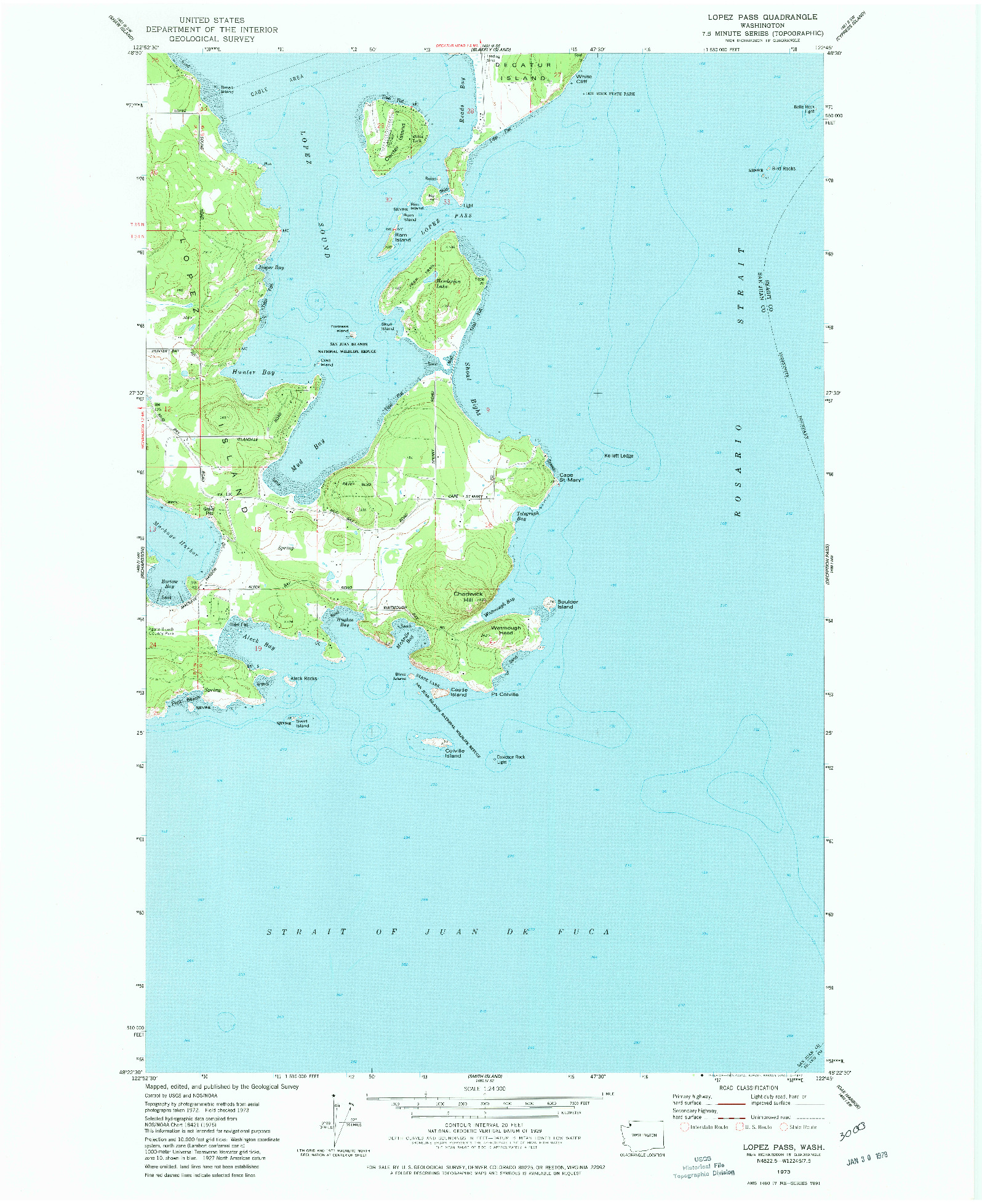USGS 1:24000-SCALE QUADRANGLE FOR LOPEZ PASS, WA 1973
