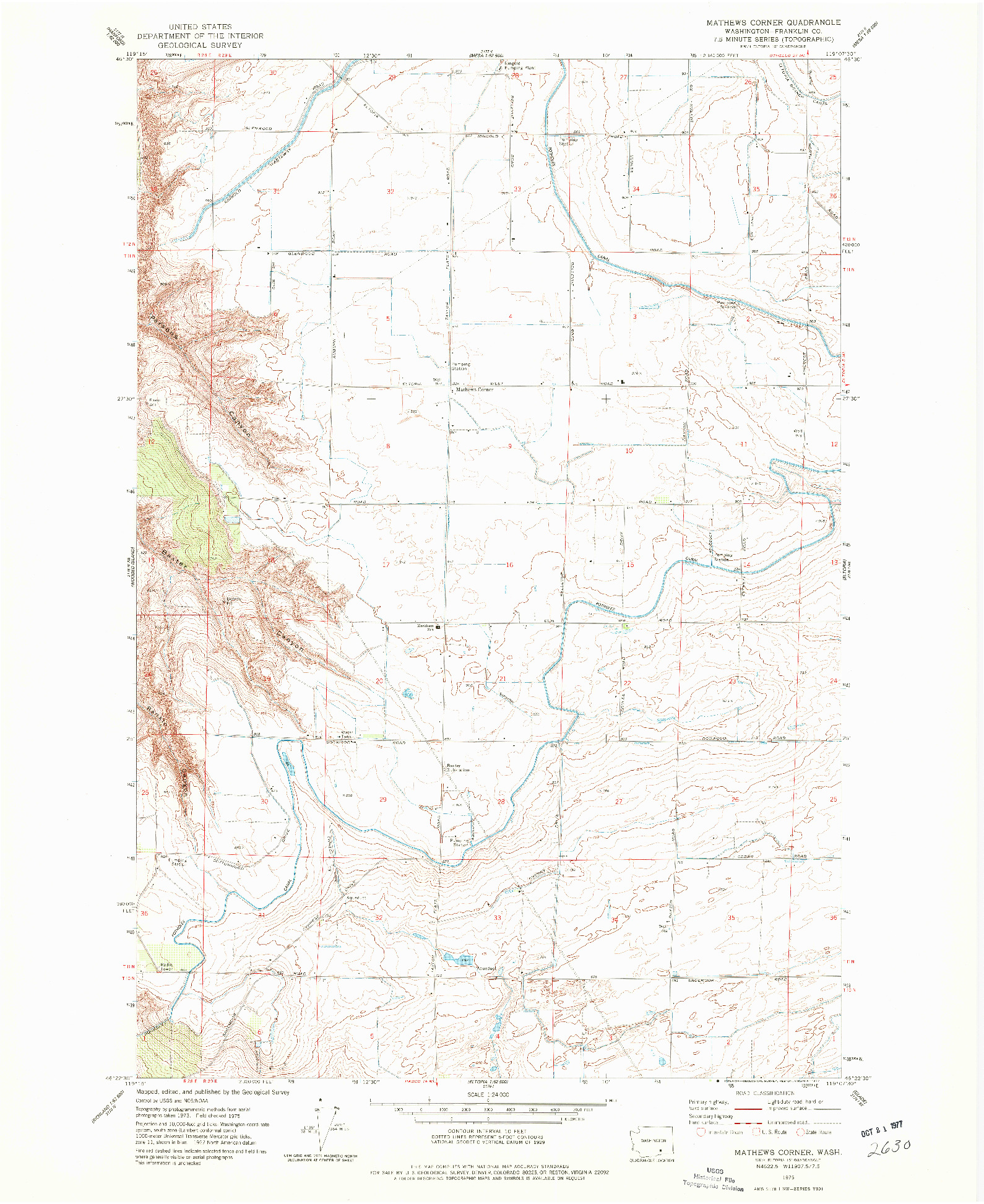 USGS 1:24000-SCALE QUADRANGLE FOR MATHEWS CORNER, WA 1975