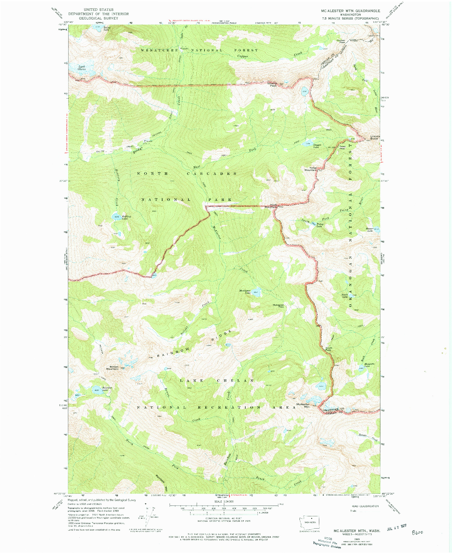 USGS 1:24000-SCALE QUADRANGLE FOR MC ALESTER MTN, WA 1969