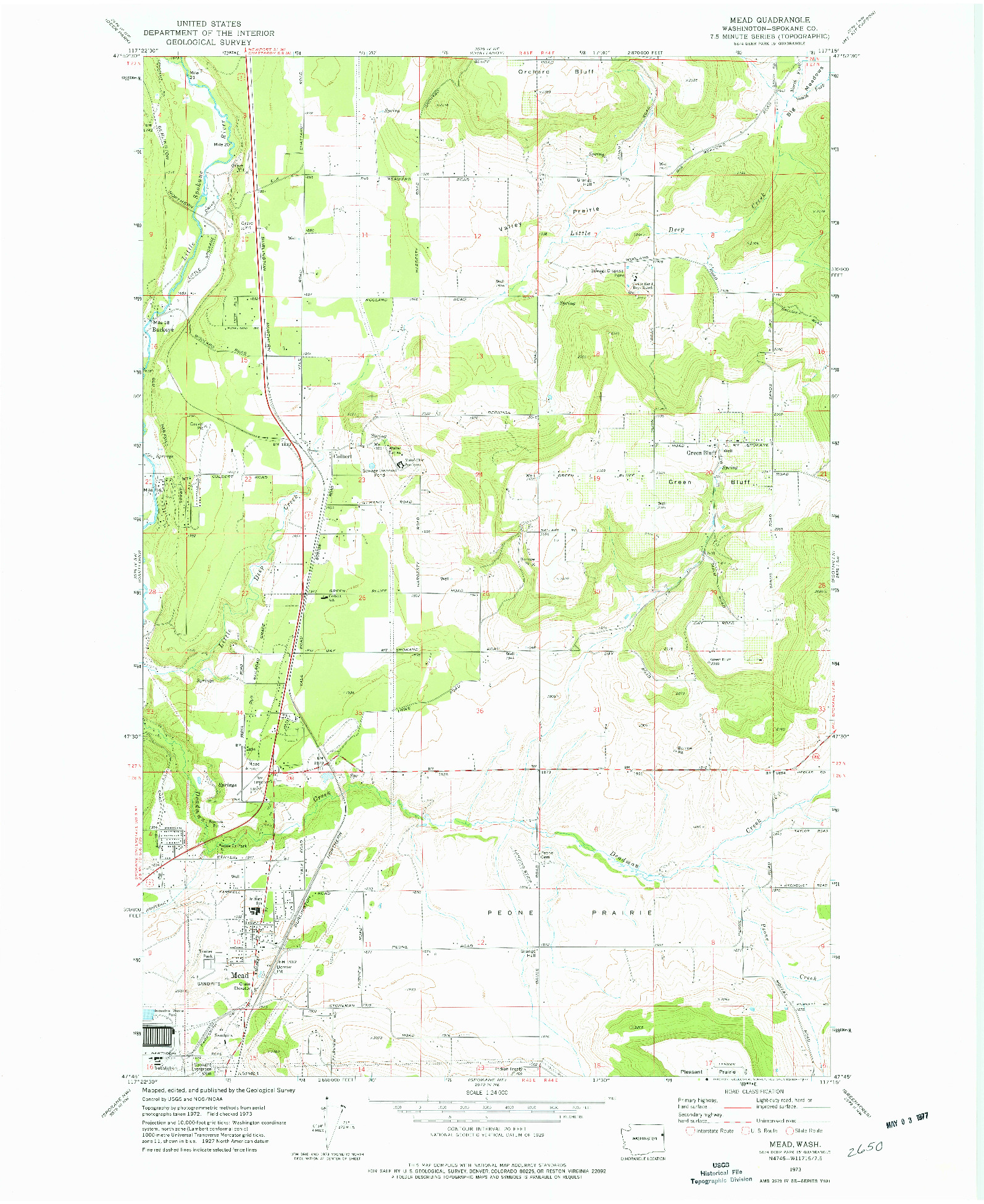 USGS 1:24000-SCALE QUADRANGLE FOR MEAD, WA 1973