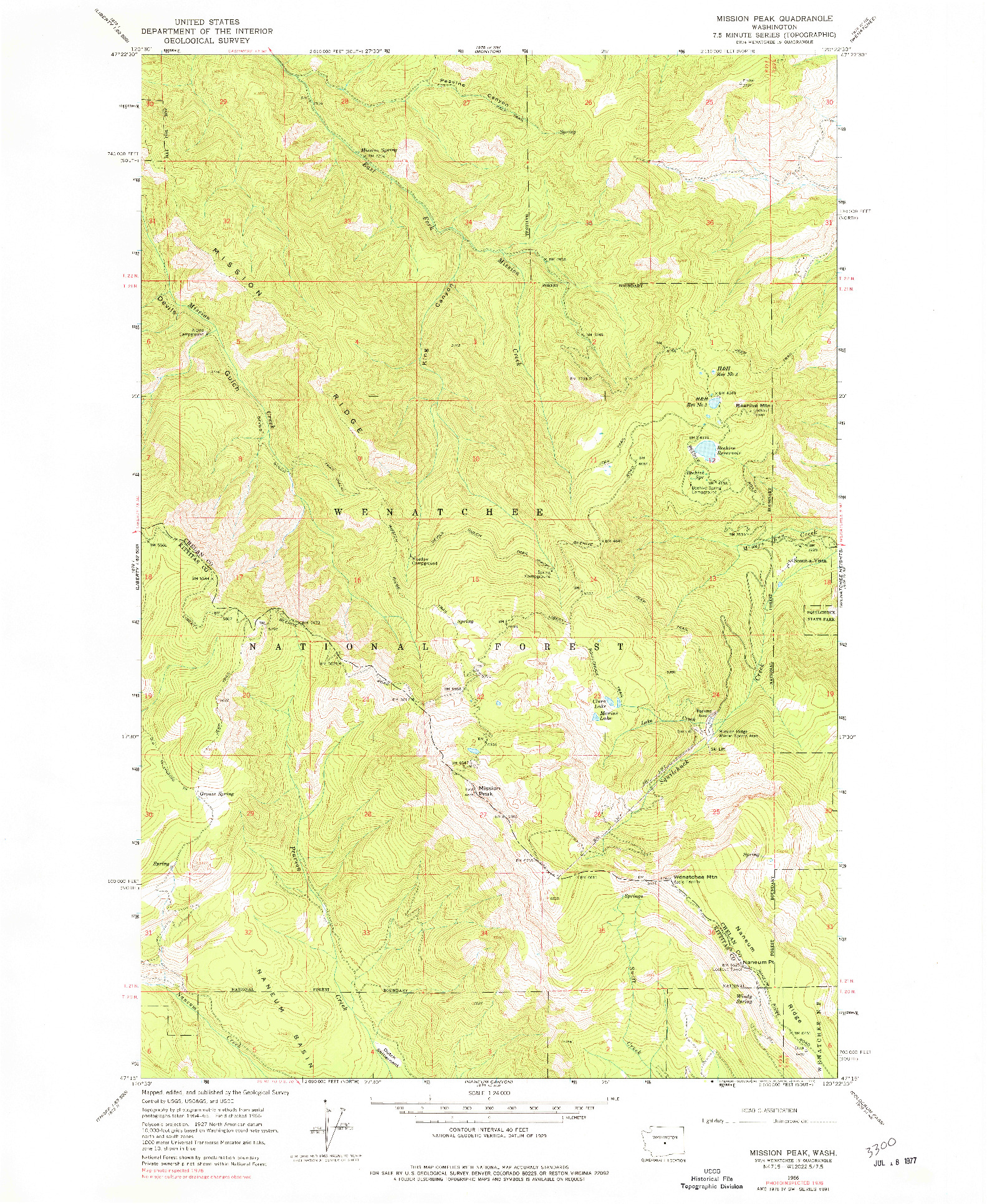 USGS 1:24000-SCALE QUADRANGLE FOR MISSION PEAK, WA 1966