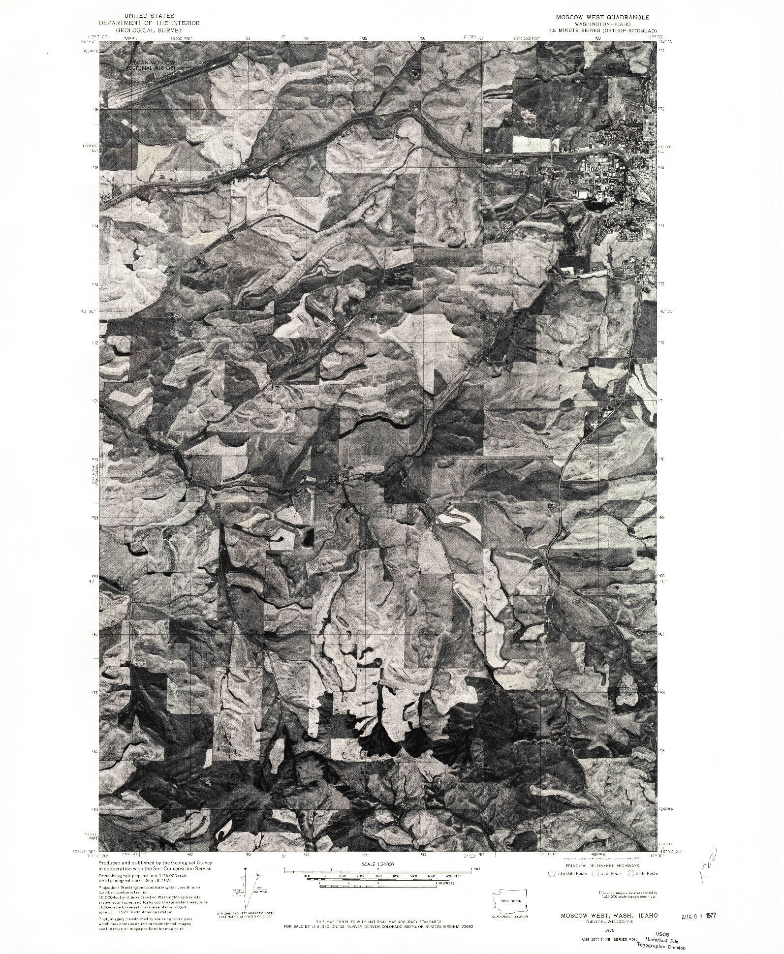 USGS 1:24000-SCALE QUADRANGLE FOR MOSCOW WEST, WA 1975