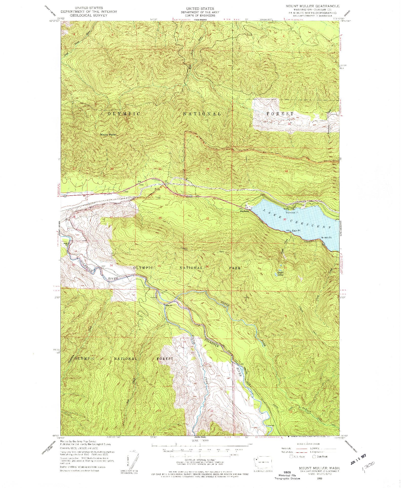 USGS 1:24000-SCALE QUADRANGLE FOR MOUNT MULLER, WA 1950