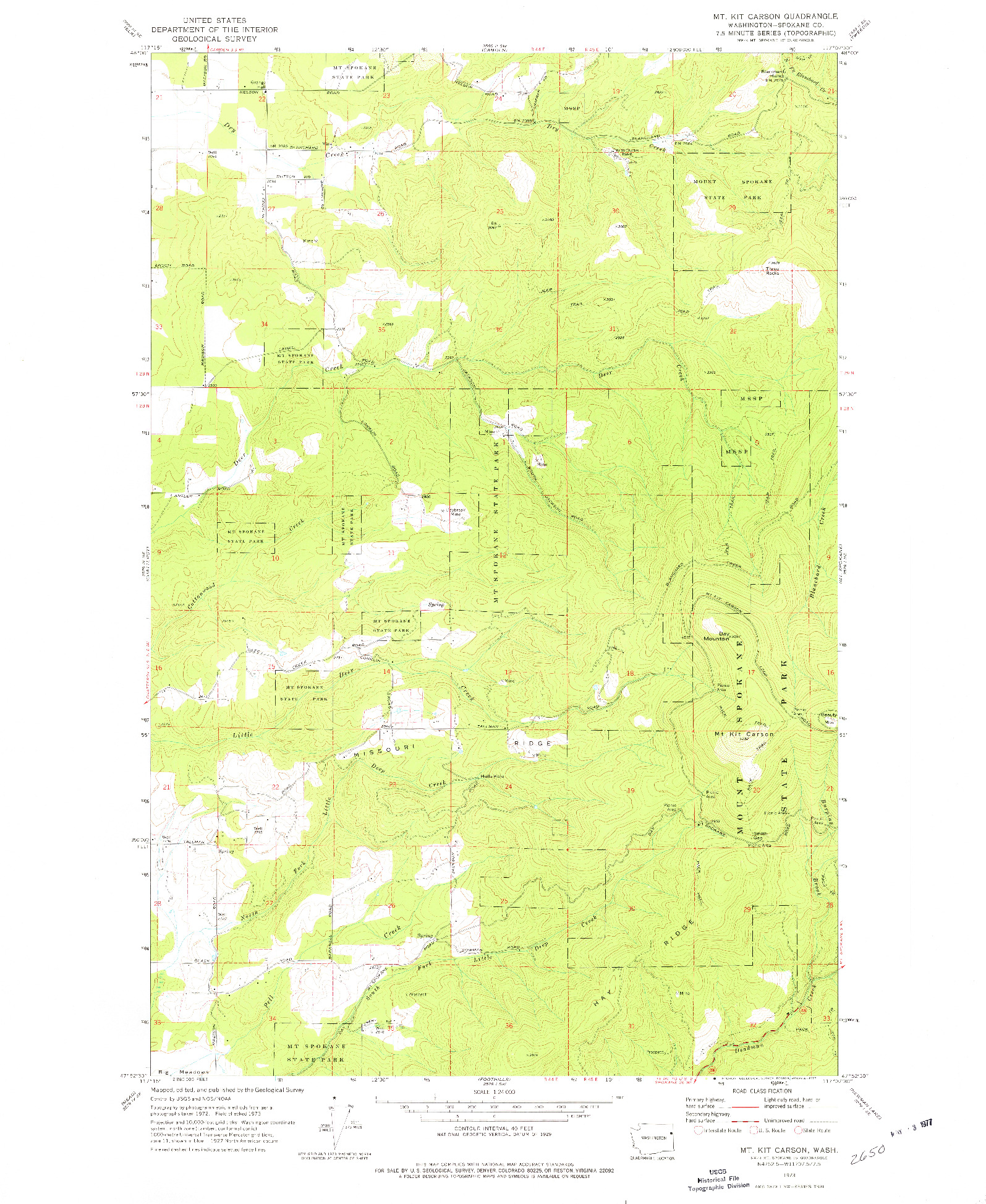 USGS 1:24000-SCALE QUADRANGLE FOR MT. KIT CARSON, WA 1973