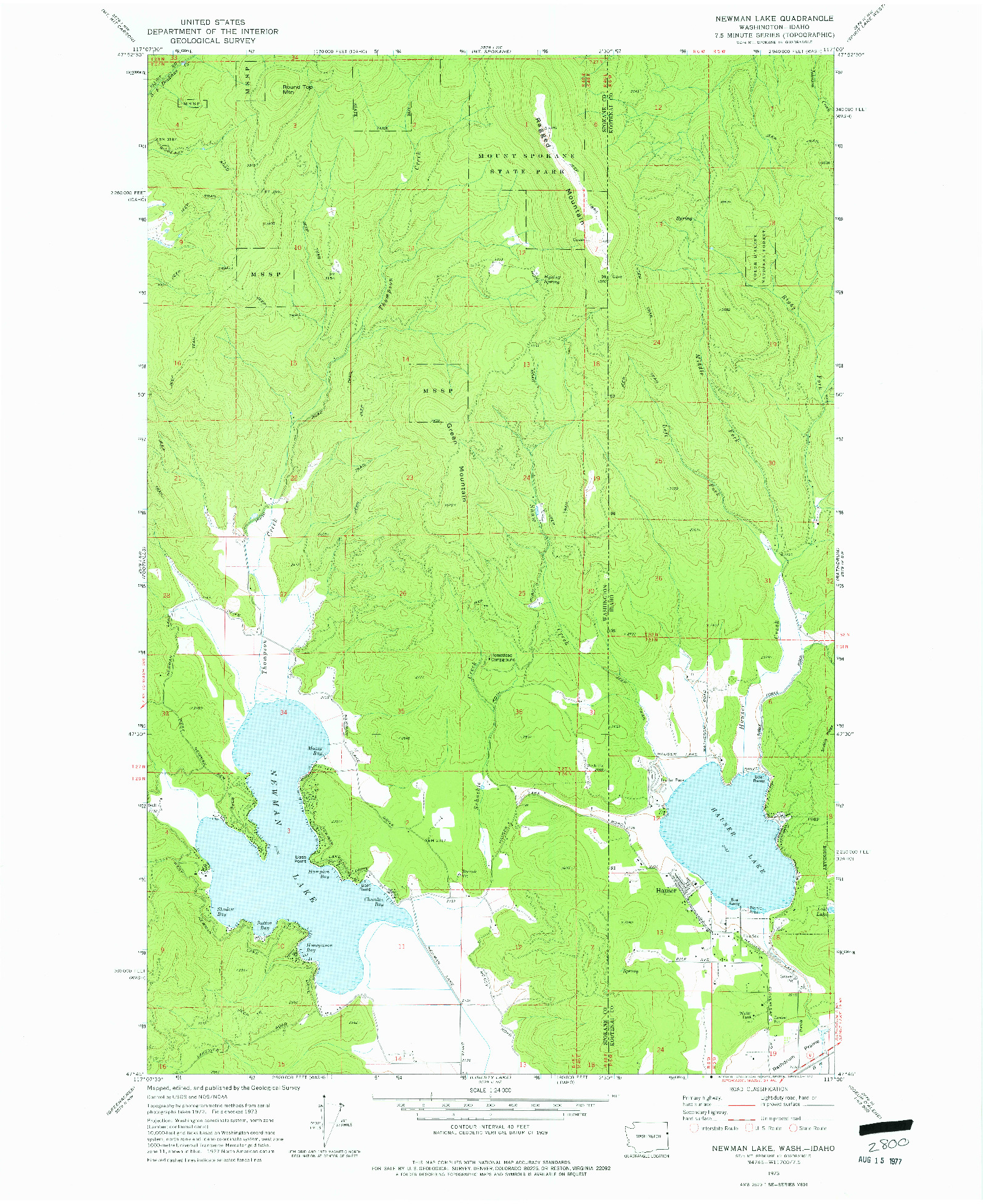 USGS 1:24000-SCALE QUADRANGLE FOR NEWMAN LAKE, WA 1973