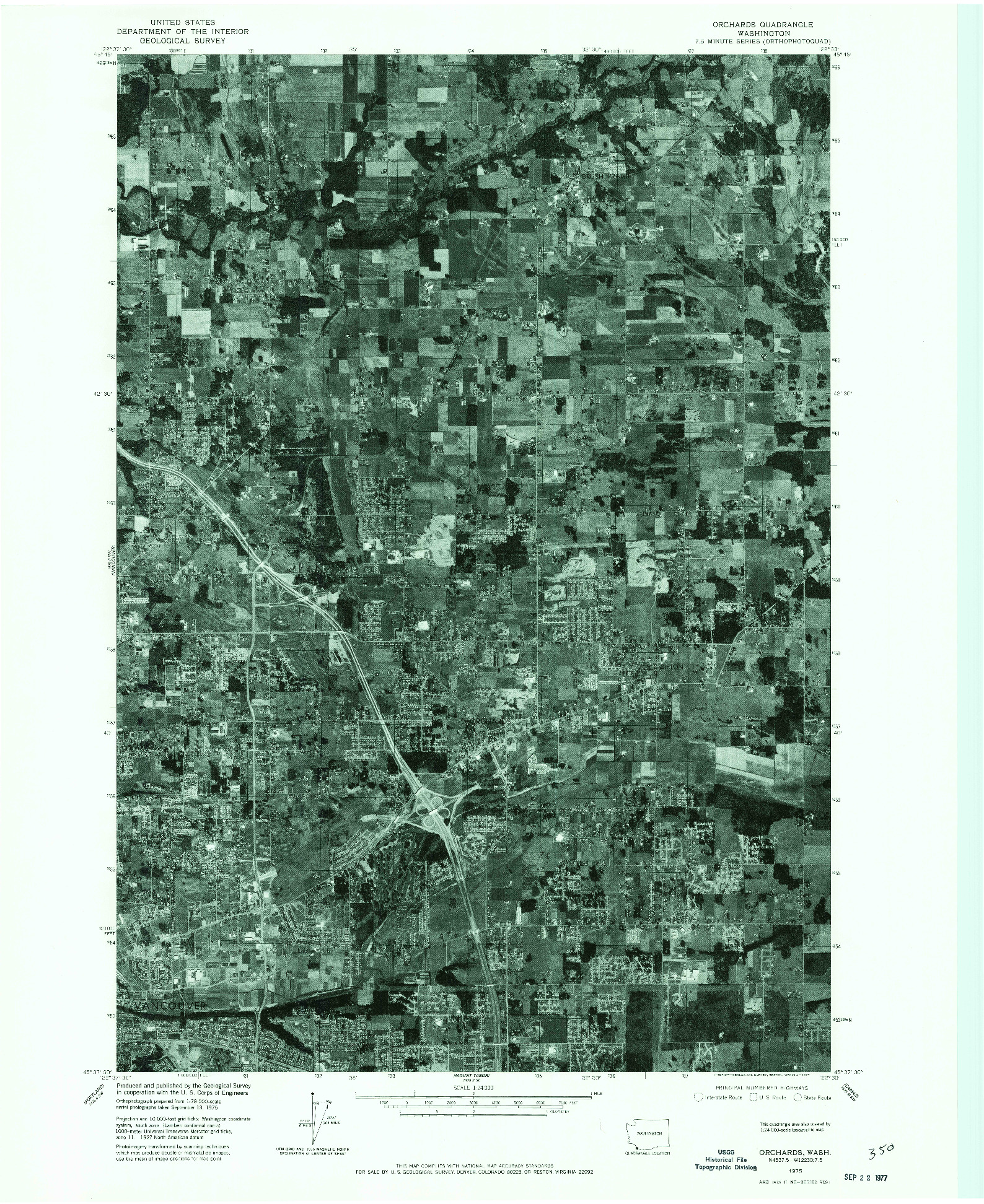 USGS 1:24000-SCALE QUADRANGLE FOR ORCHARDS, WA 1975