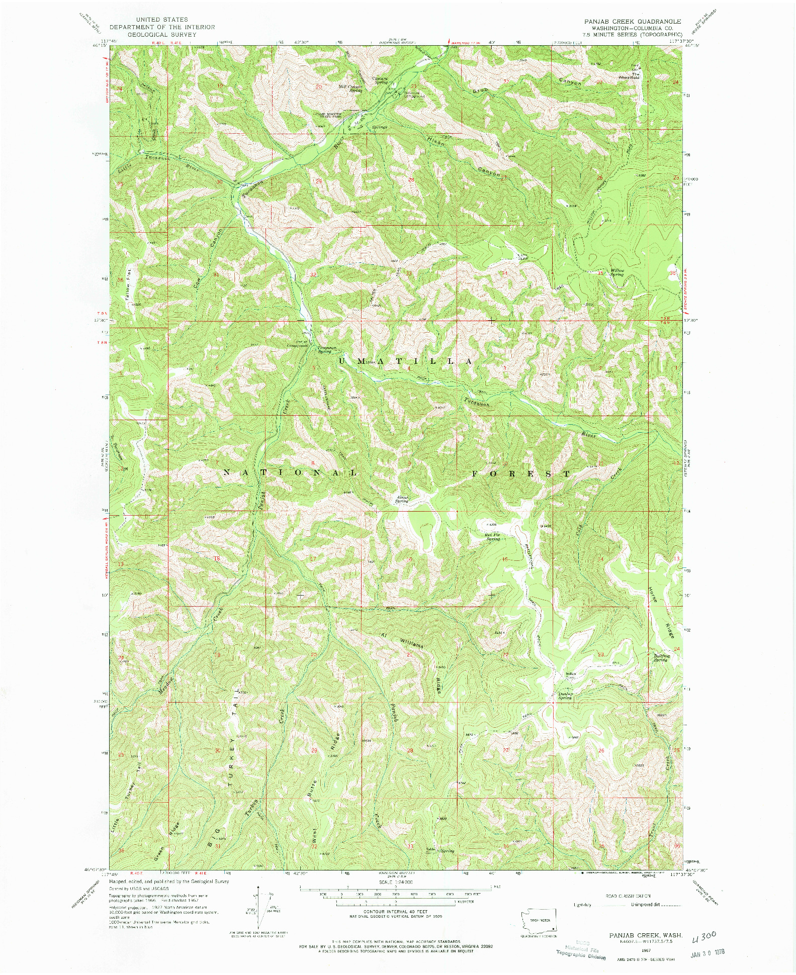 USGS 1:24000-SCALE QUADRANGLE FOR PANJAB CREEK, WA 1967