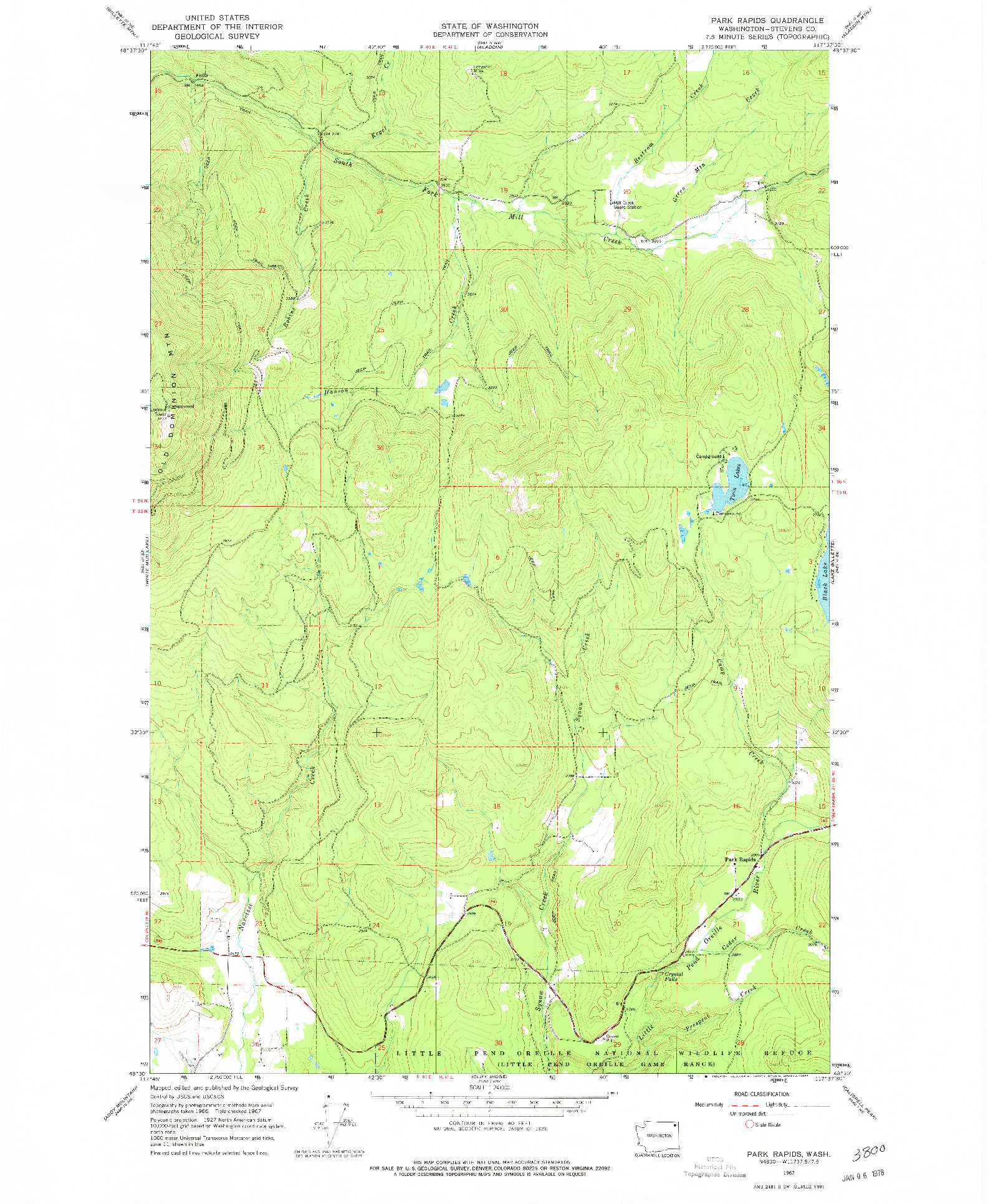 USGS 1:24000-SCALE QUADRANGLE FOR PARK RAPIDS, WA 1967