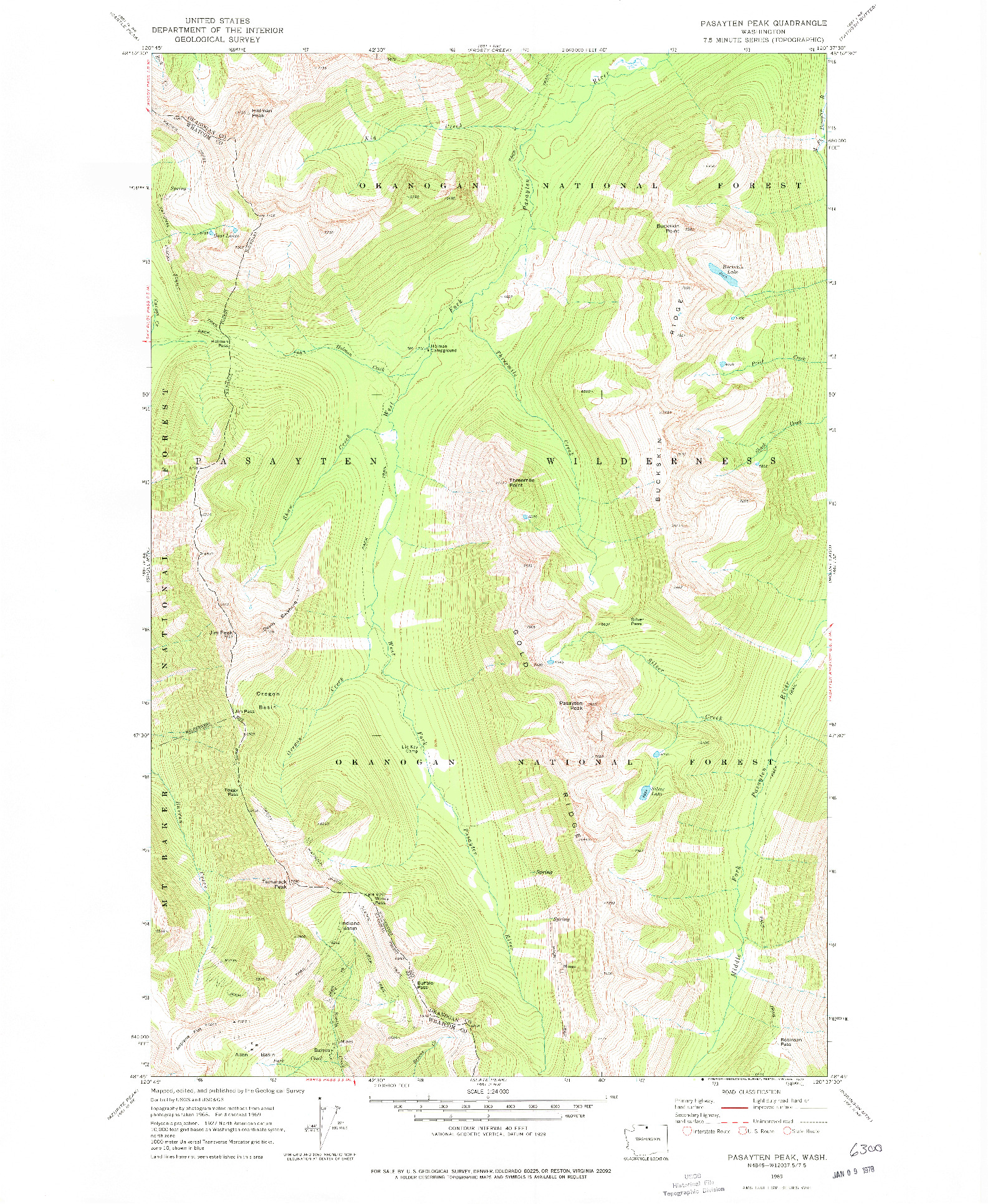 USGS 1:24000-SCALE QUADRANGLE FOR PASAYTEN PEAK, WA 1969