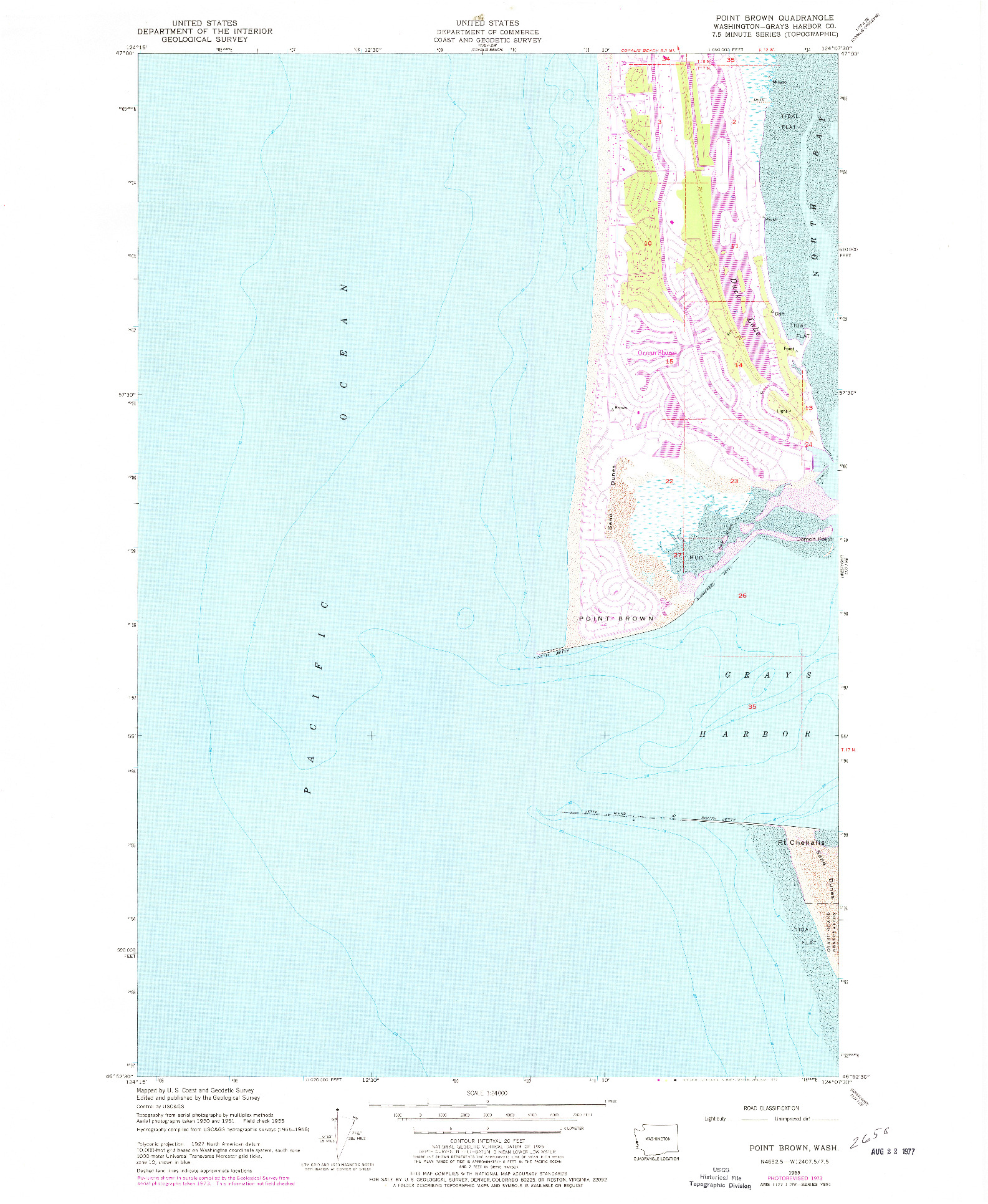 USGS 1:24000-SCALE QUADRANGLE FOR POINT BROWN, WA 1955