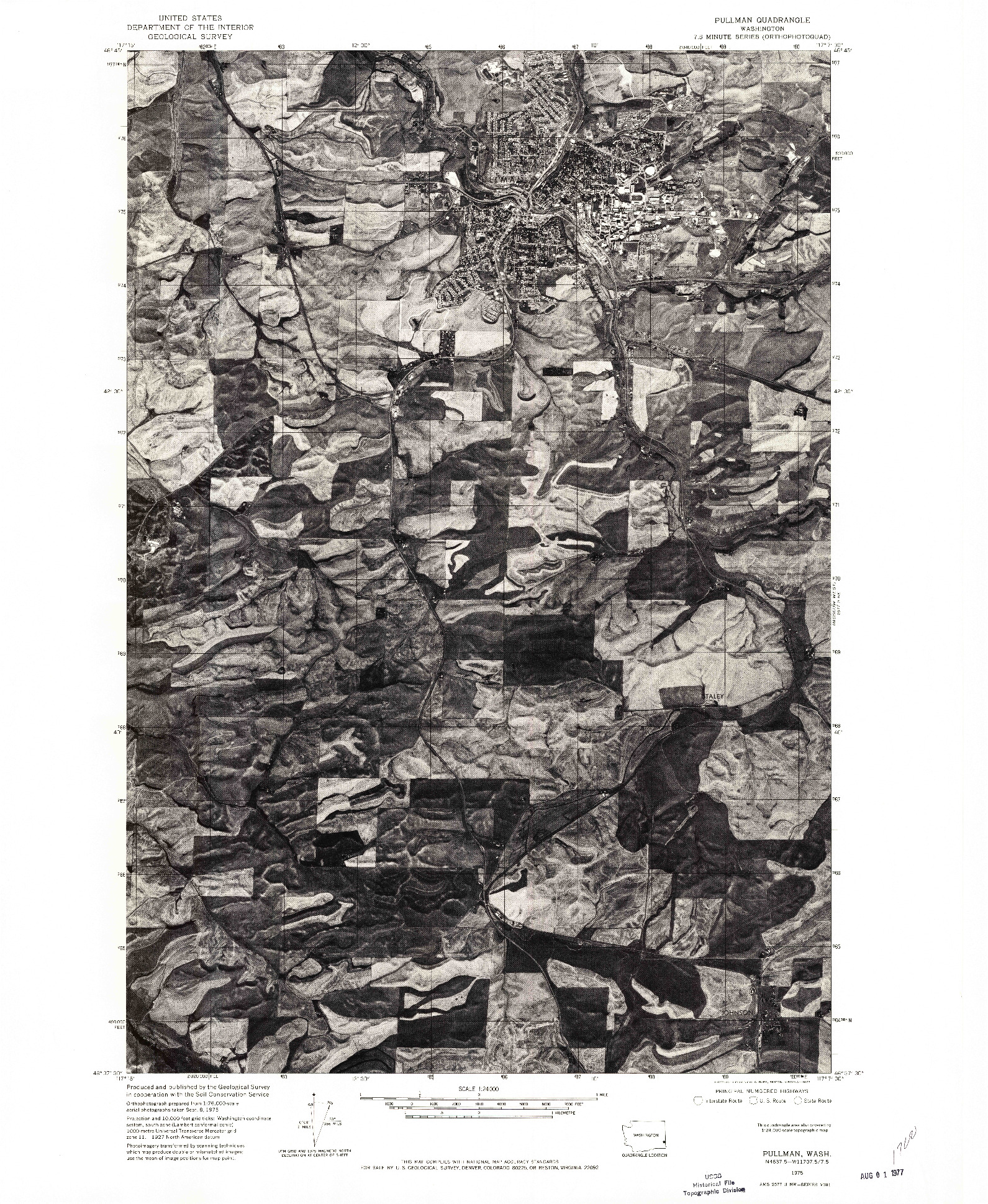 USGS 1:24000-SCALE QUADRANGLE FOR PULLMAN, WA 1975