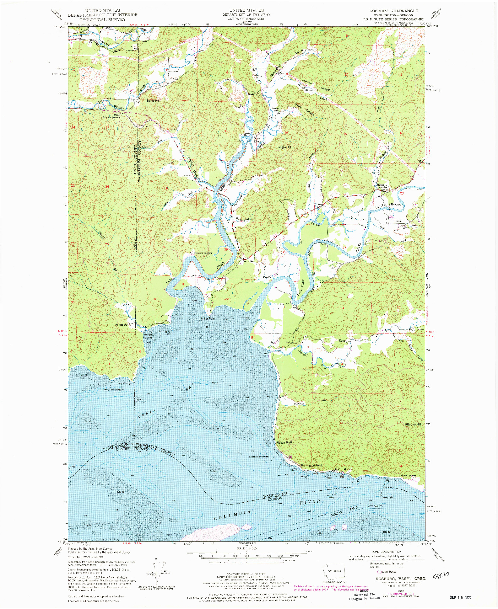 USGS 1:24000-SCALE QUADRANGLE FOR ROSBURG, WA 1949