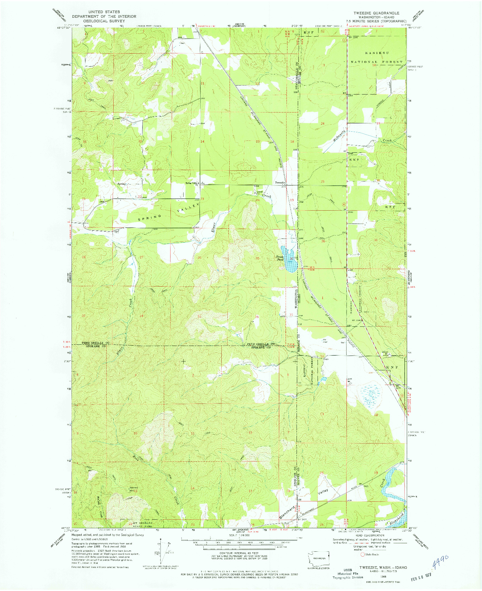 USGS 1:24000-SCALE QUADRANGLE FOR TWEEDIE, WA 1968
