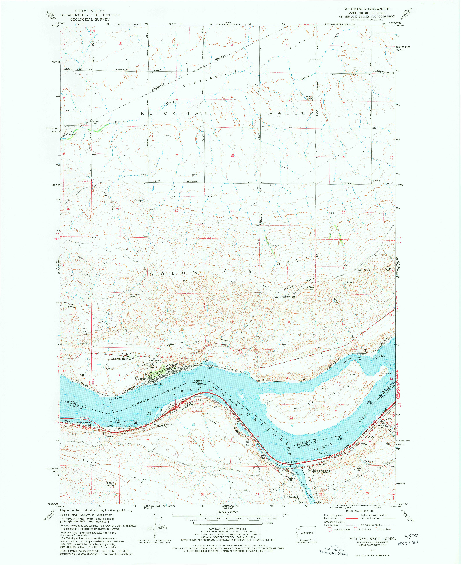 USGS 1:24000-SCALE QUADRANGLE FOR WISHRAM, WA 1977