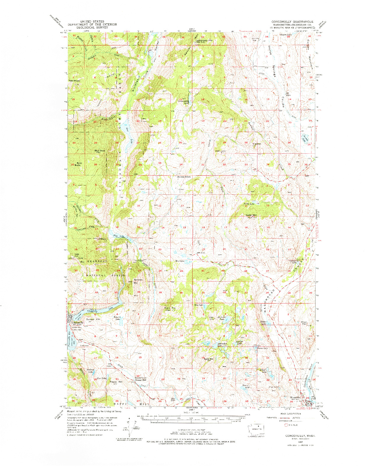 USGS 1:62500-SCALE QUADRANGLE FOR CONCONULLY, WA 1957