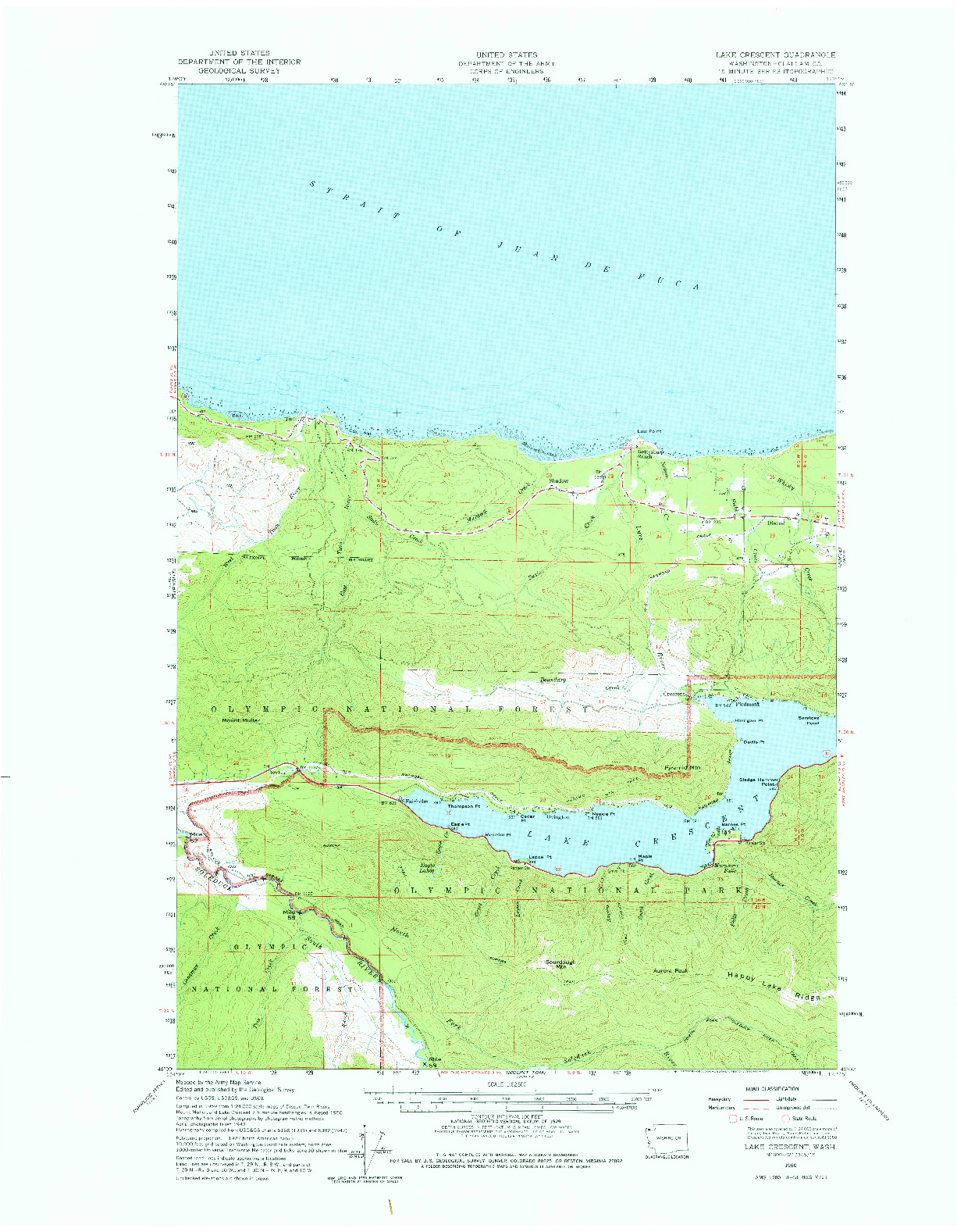 USGS 1:62500-SCALE QUADRANGLE FOR LAKE CRESCENT, WA 1950