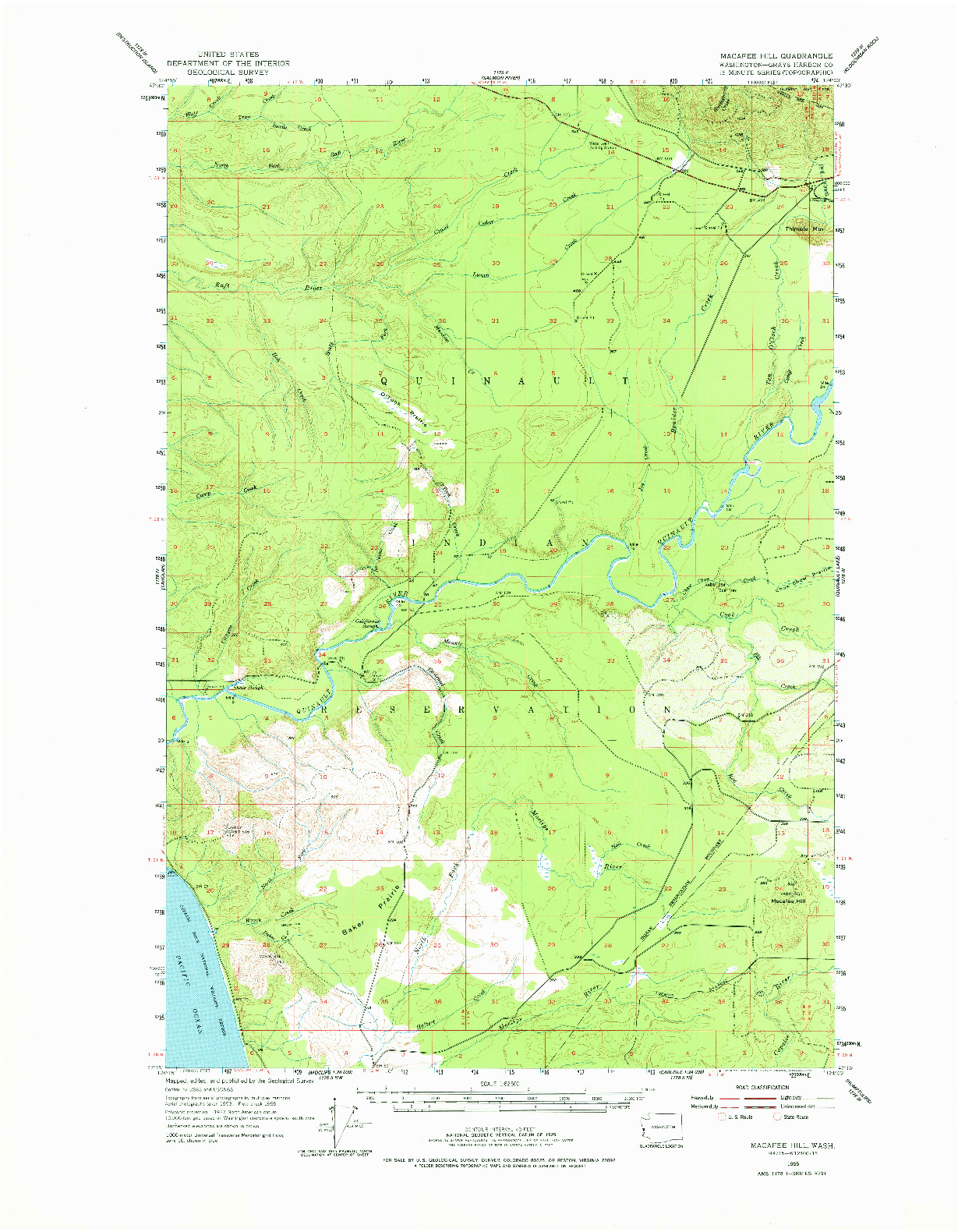 USGS 1:62500-SCALE QUADRANGLE FOR MACAFEE HILL, WA 1955