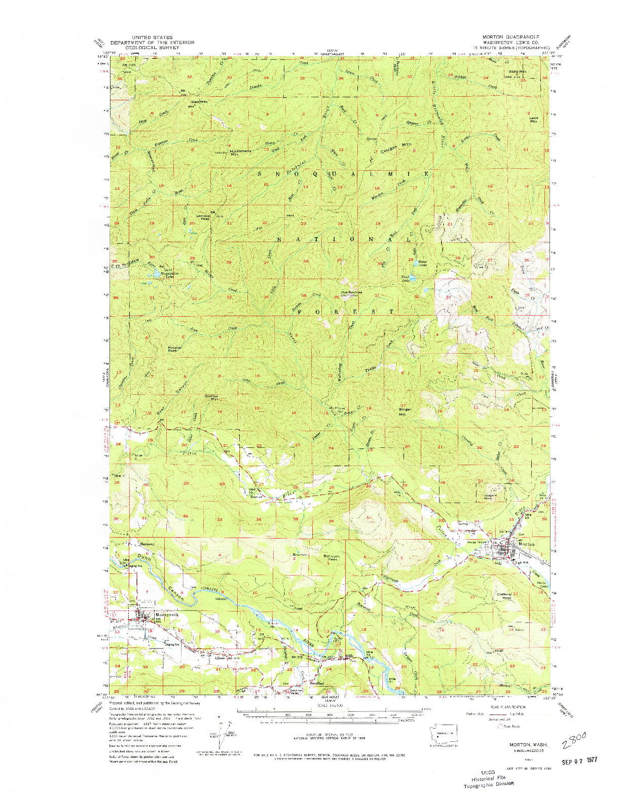 USGS 1:62500-SCALE QUADRANGLE FOR MORTON, WA 1957