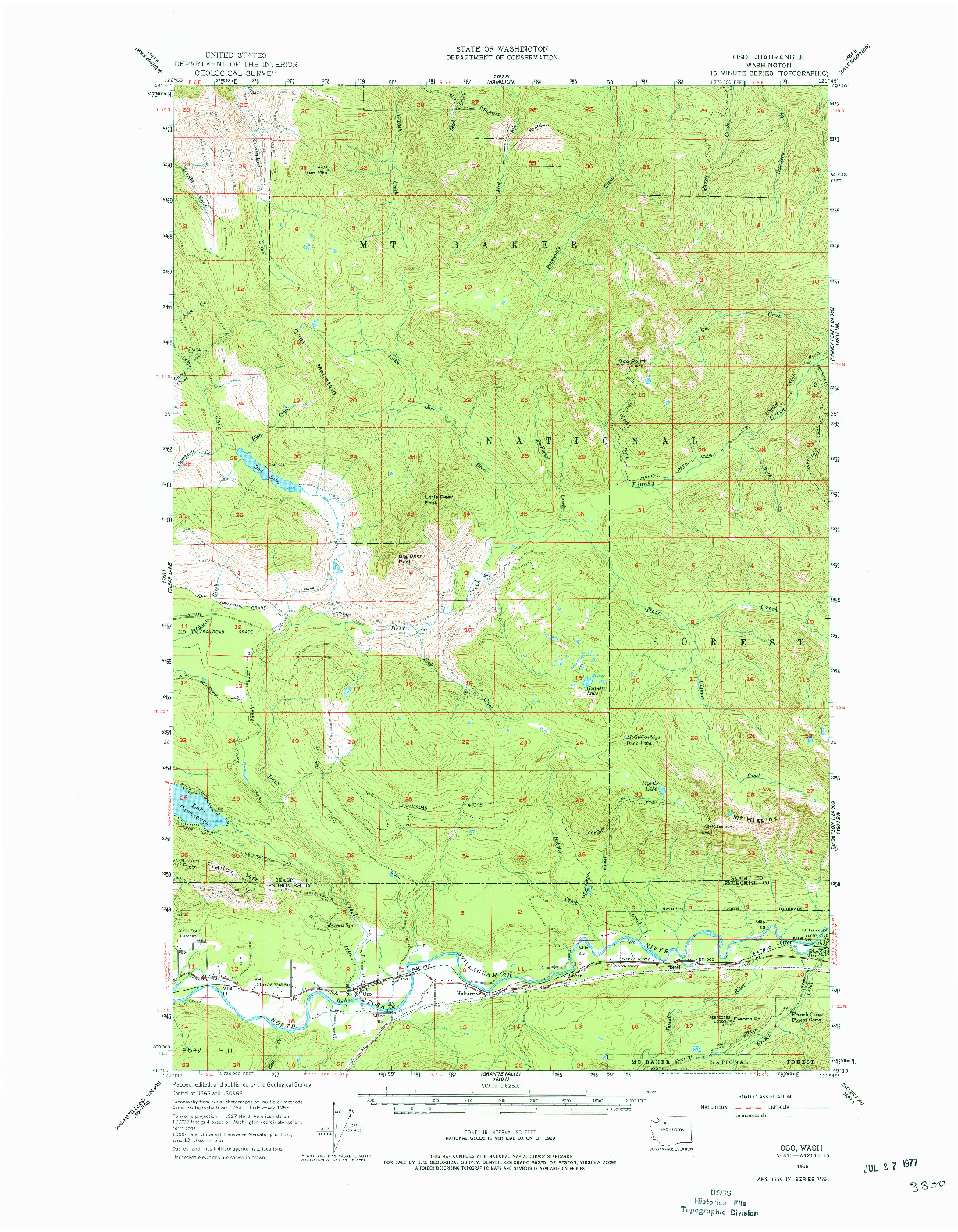 USGS 1:62500-SCALE QUADRANGLE FOR OSO, WA 1956