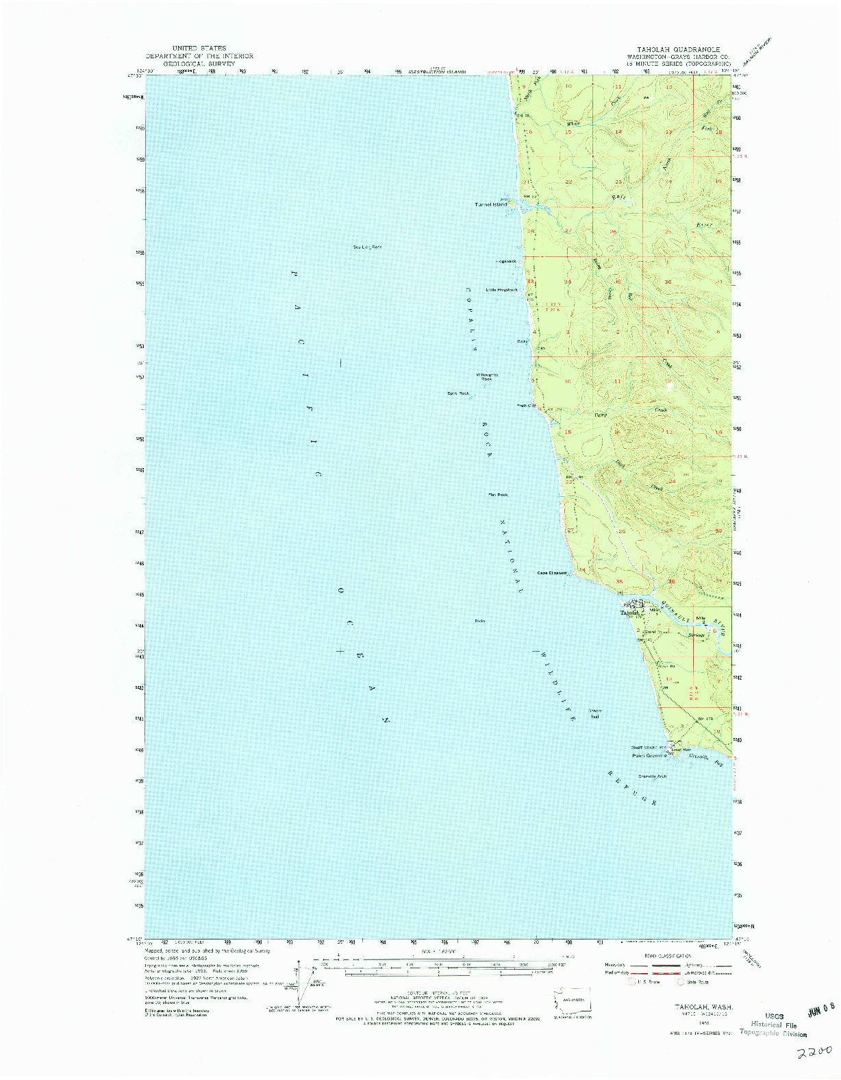 USGS 1:62500-SCALE QUADRANGLE FOR TAHOLAH, WA 1955