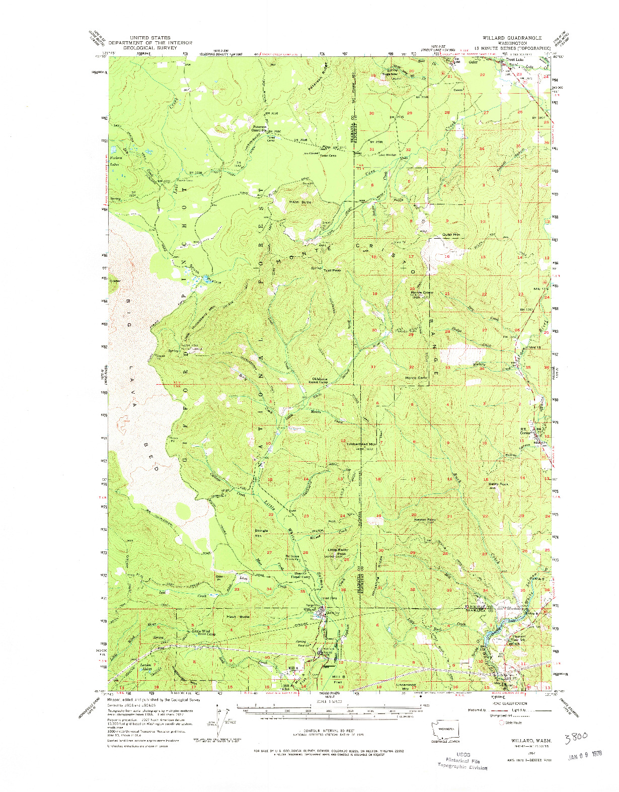 USGS 1:62500-SCALE QUADRANGLE FOR WILLARD, WA 1957