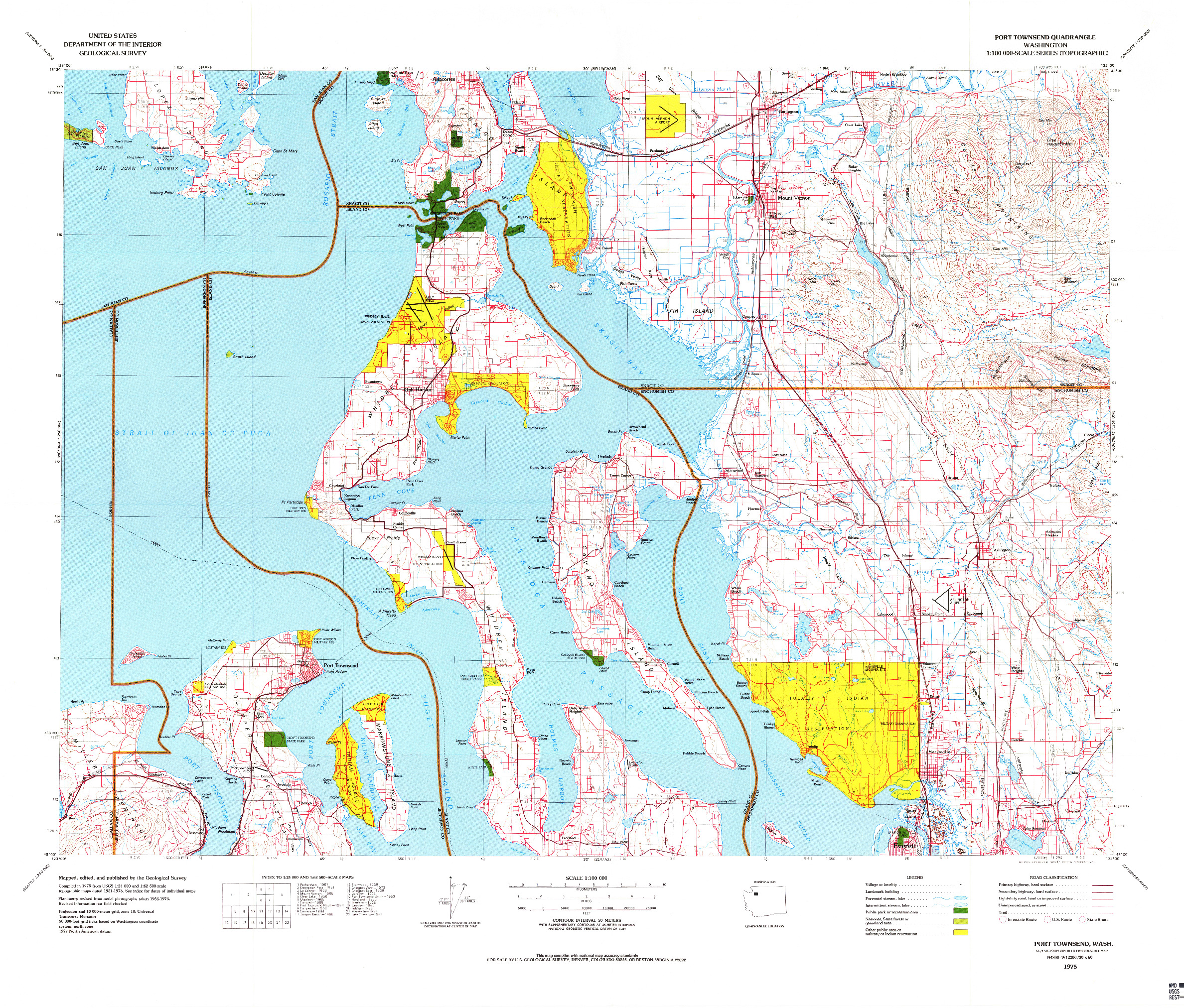 USGS 1:100000-SCALE QUADRANGLE FOR PORT TOWNSEND, WA 1975