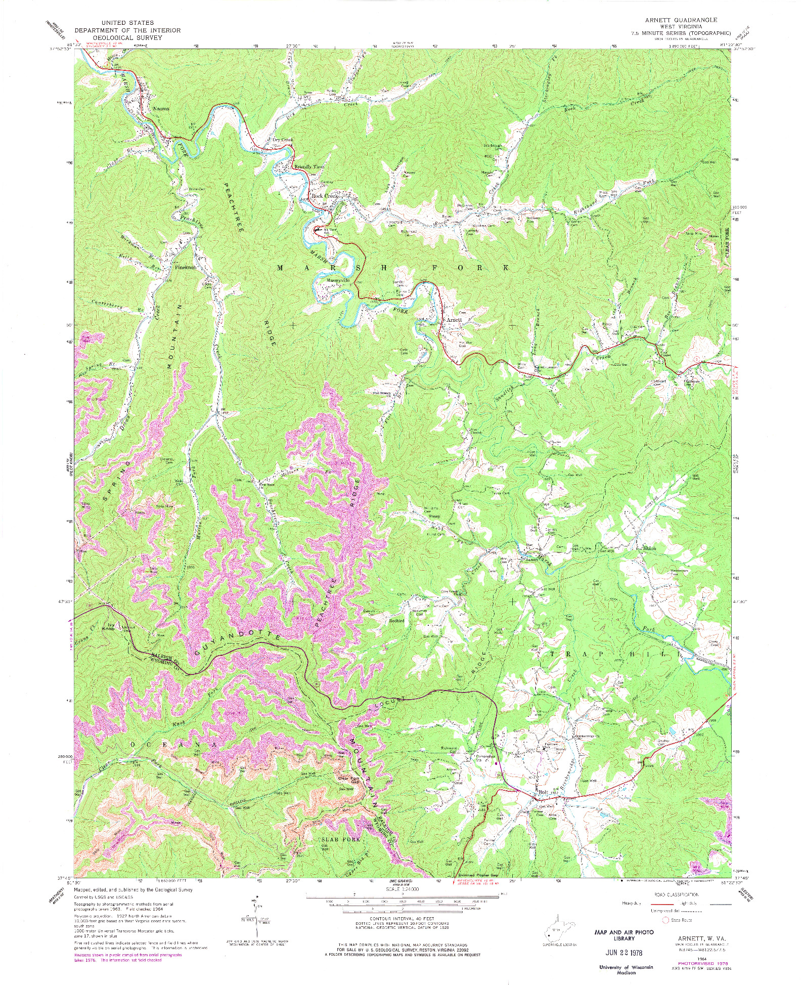 USGS 1:24000-SCALE QUADRANGLE FOR ARNETT, WV 1964