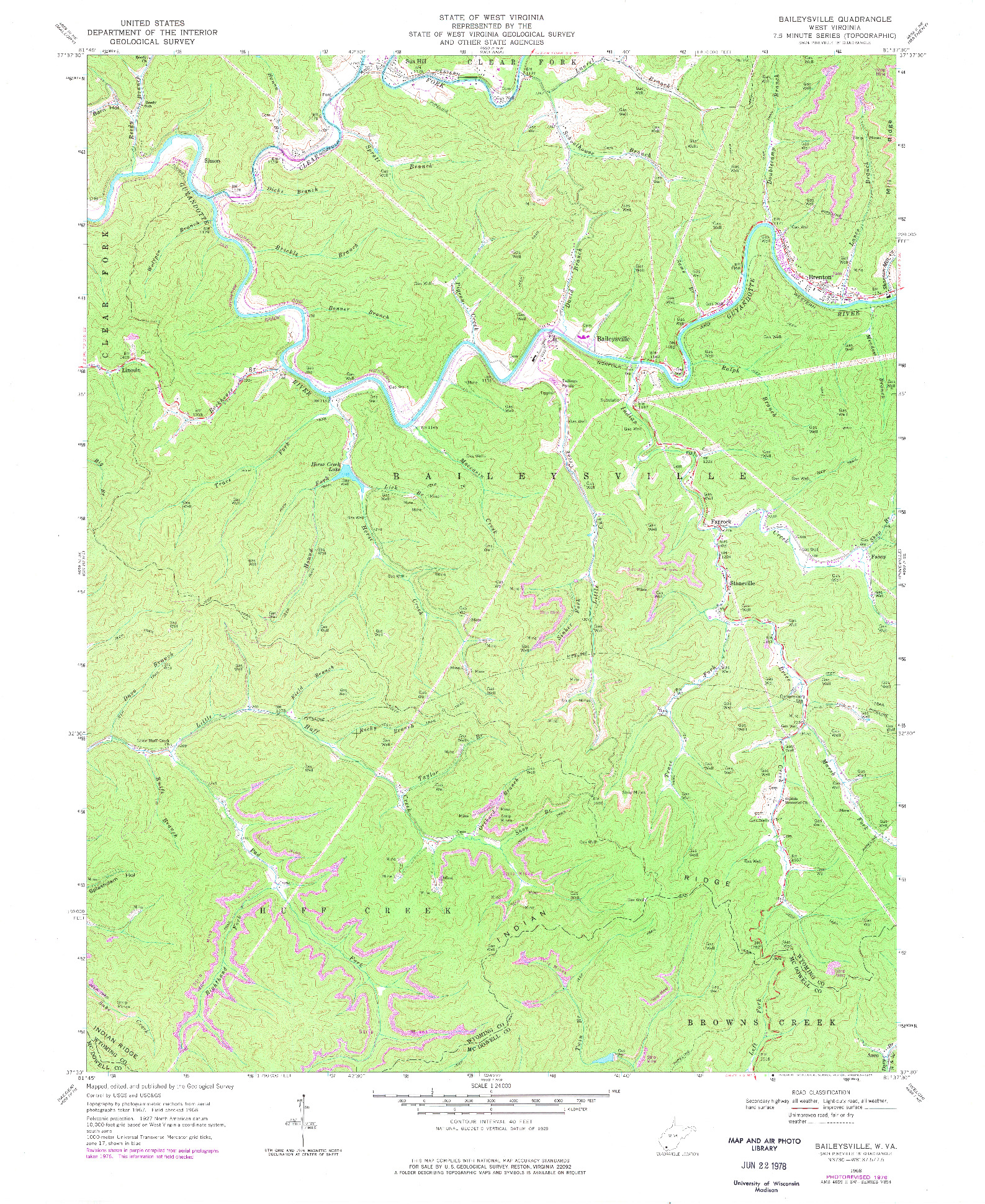 USGS 1:24000-SCALE QUADRANGLE FOR BAILEYSVILLE, WV 1968