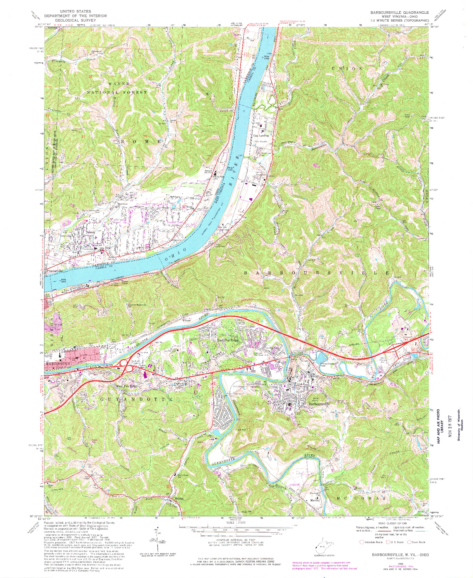 USGS 1:24000-SCALE QUADRANGLE FOR BARBOURSVILLE, WV 1968