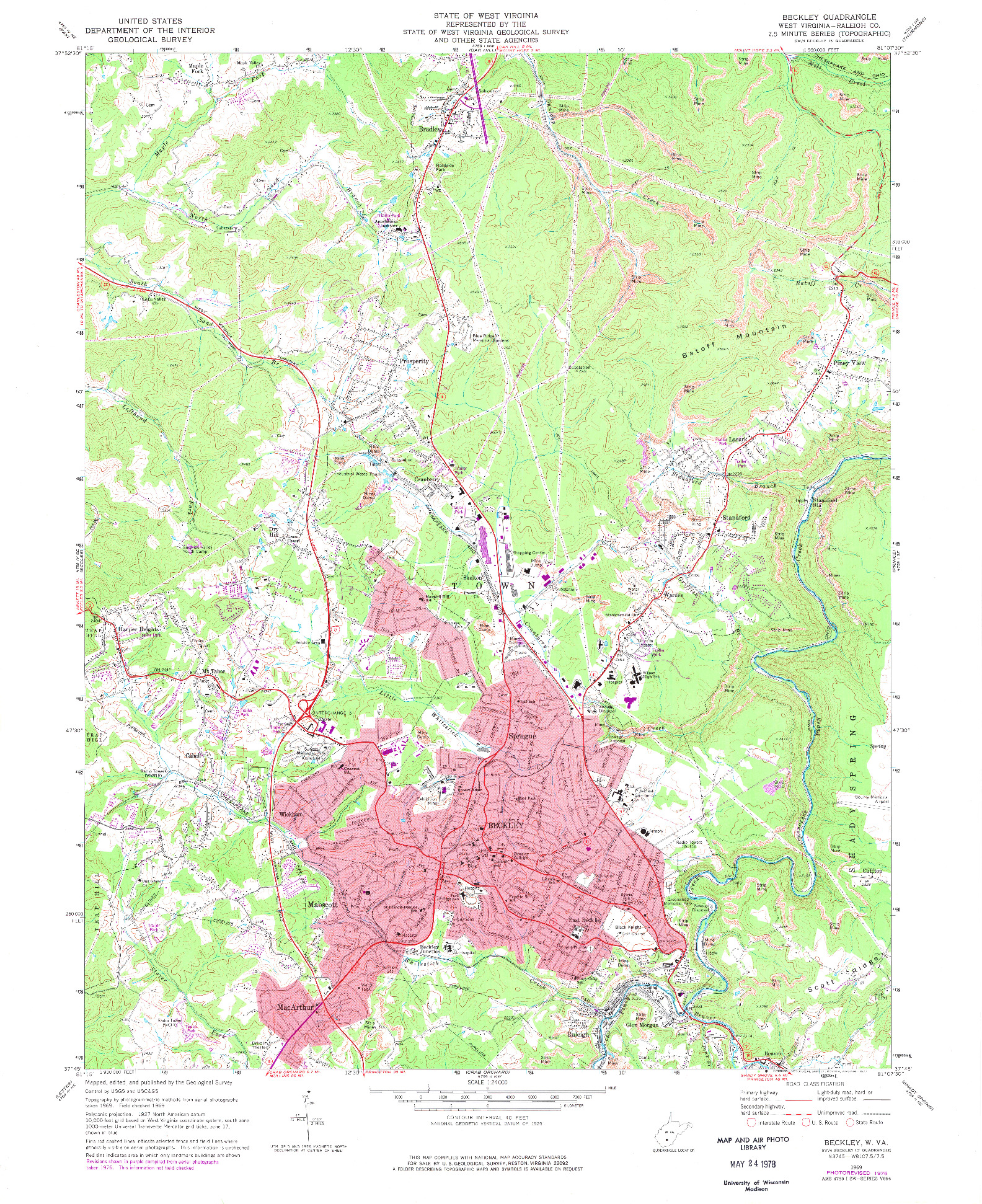 USGS 1:24000-SCALE QUADRANGLE FOR BECKLEY, WV 1969