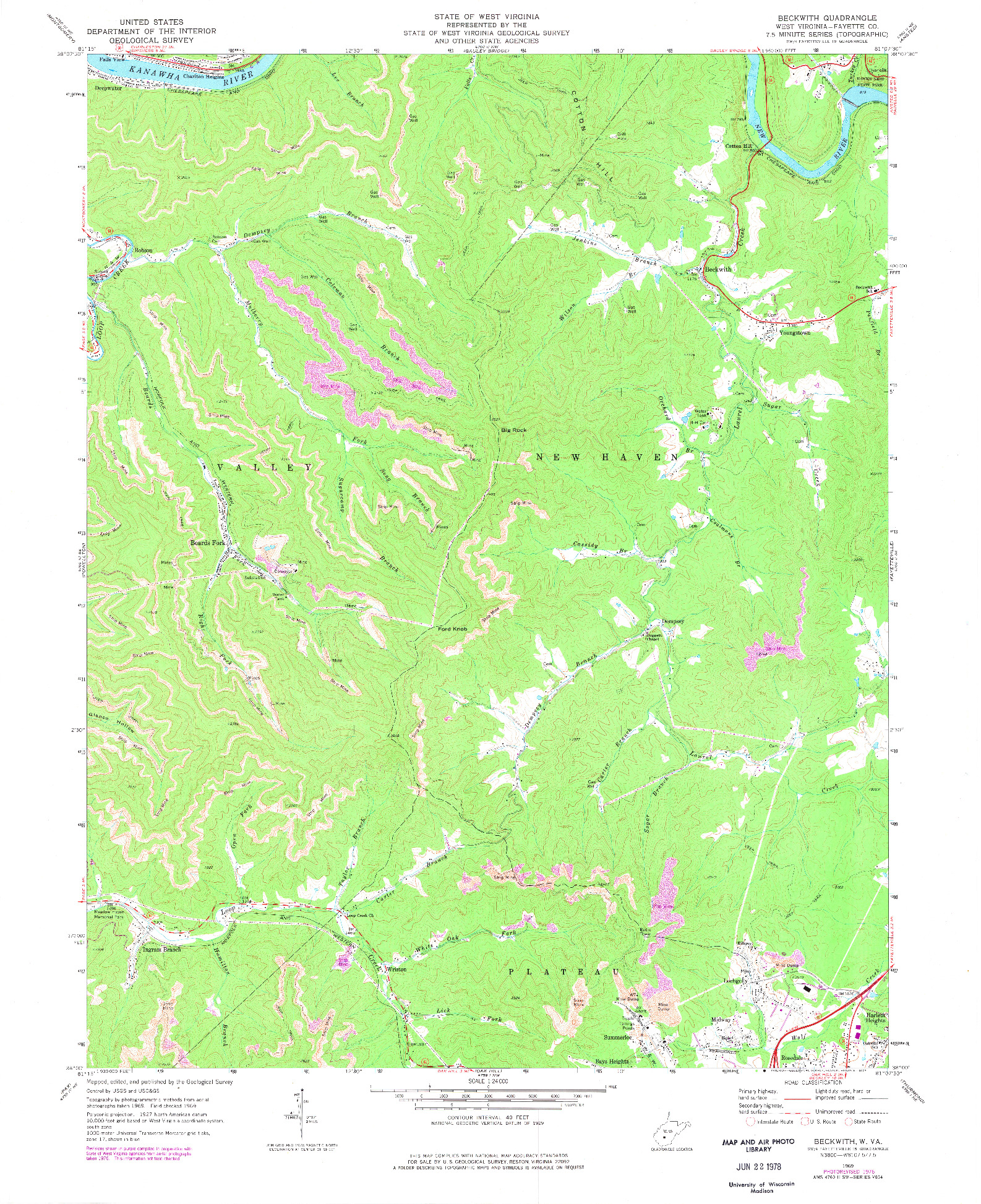 USGS 1:24000-SCALE QUADRANGLE FOR BECKWITH, WV 1969