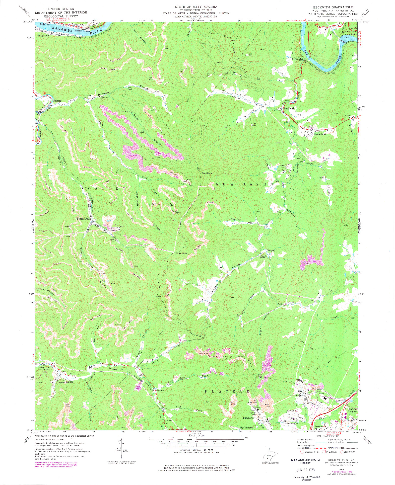 USGS 1:24000-SCALE QUADRANGLE FOR BECKWITH, WV 1969