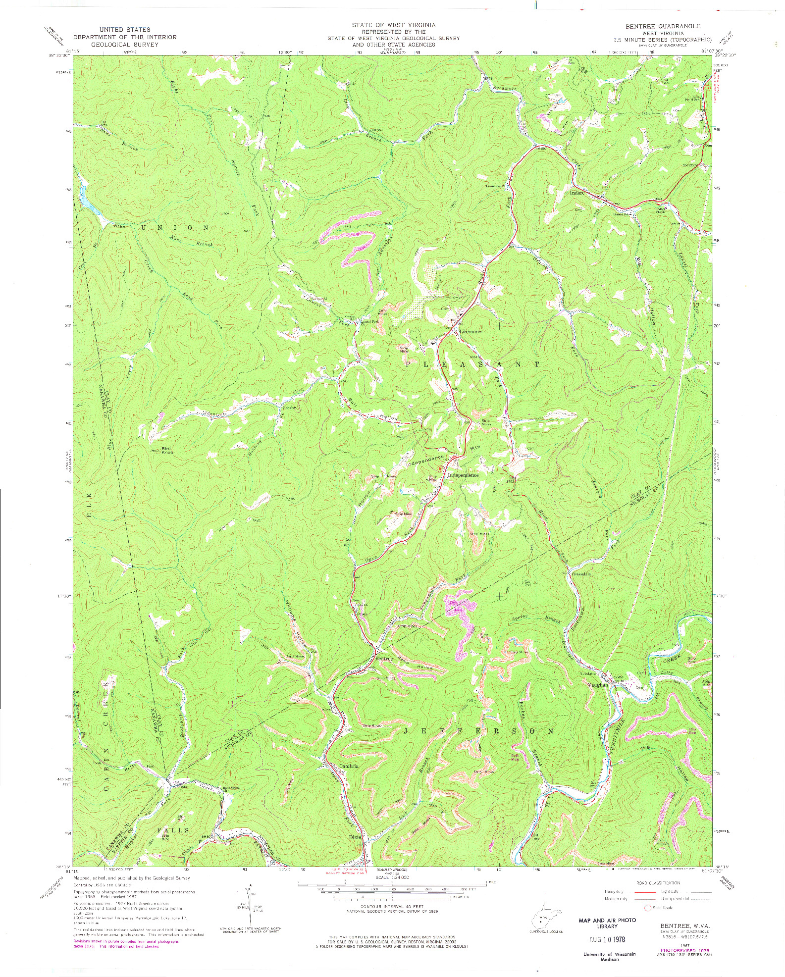 USGS 1:24000-SCALE QUADRANGLE FOR BENTREE, WV 1967