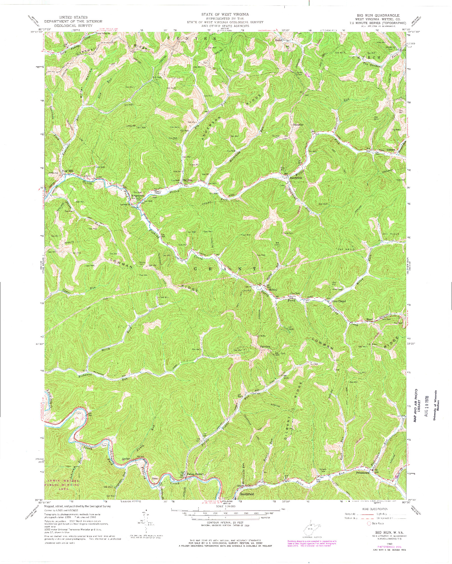 USGS 1:24000-SCALE QUADRANGLE FOR BIG RUN, WV 1960