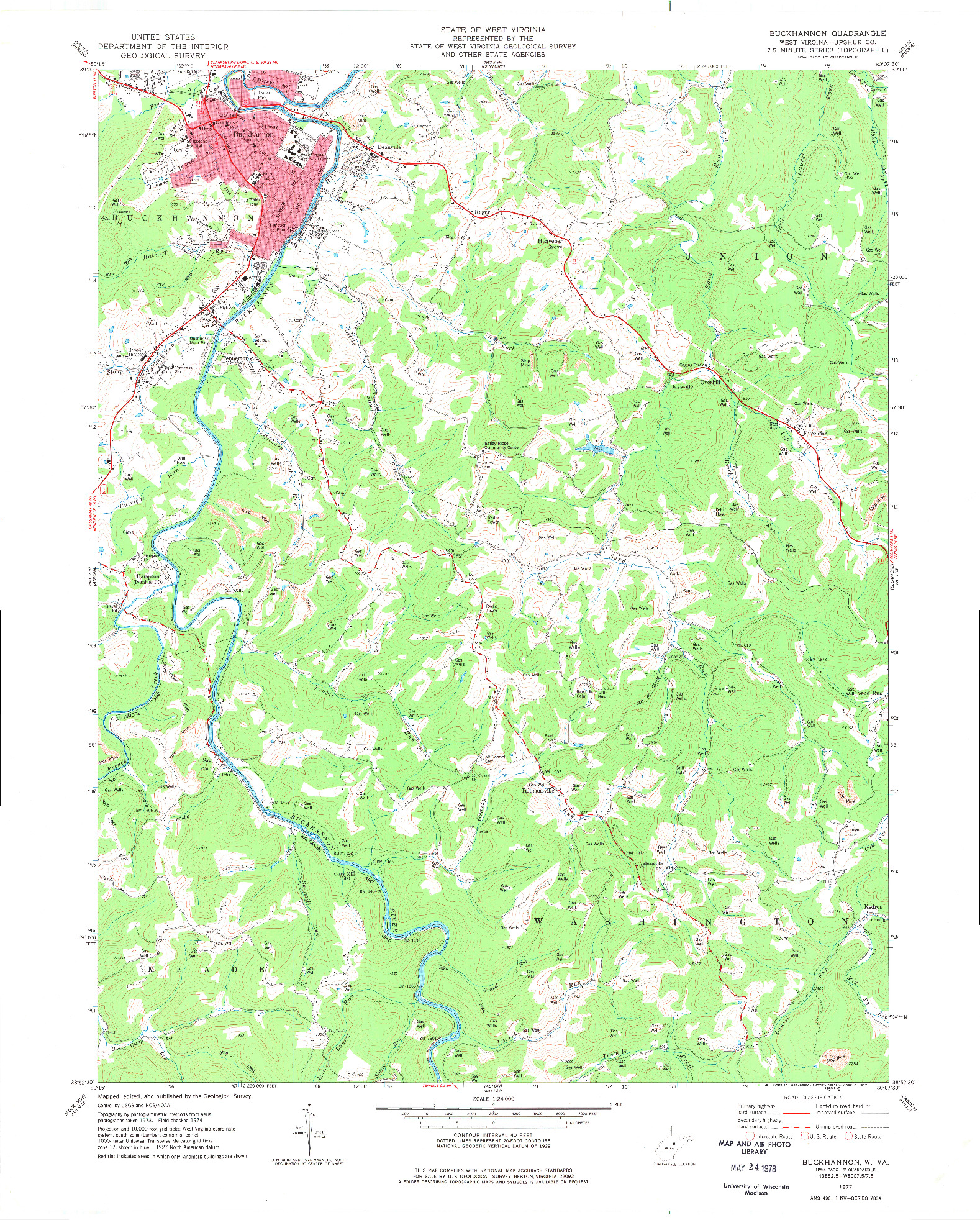 USGS 1:24000-SCALE QUADRANGLE FOR BUCKHANNON, WV 1977