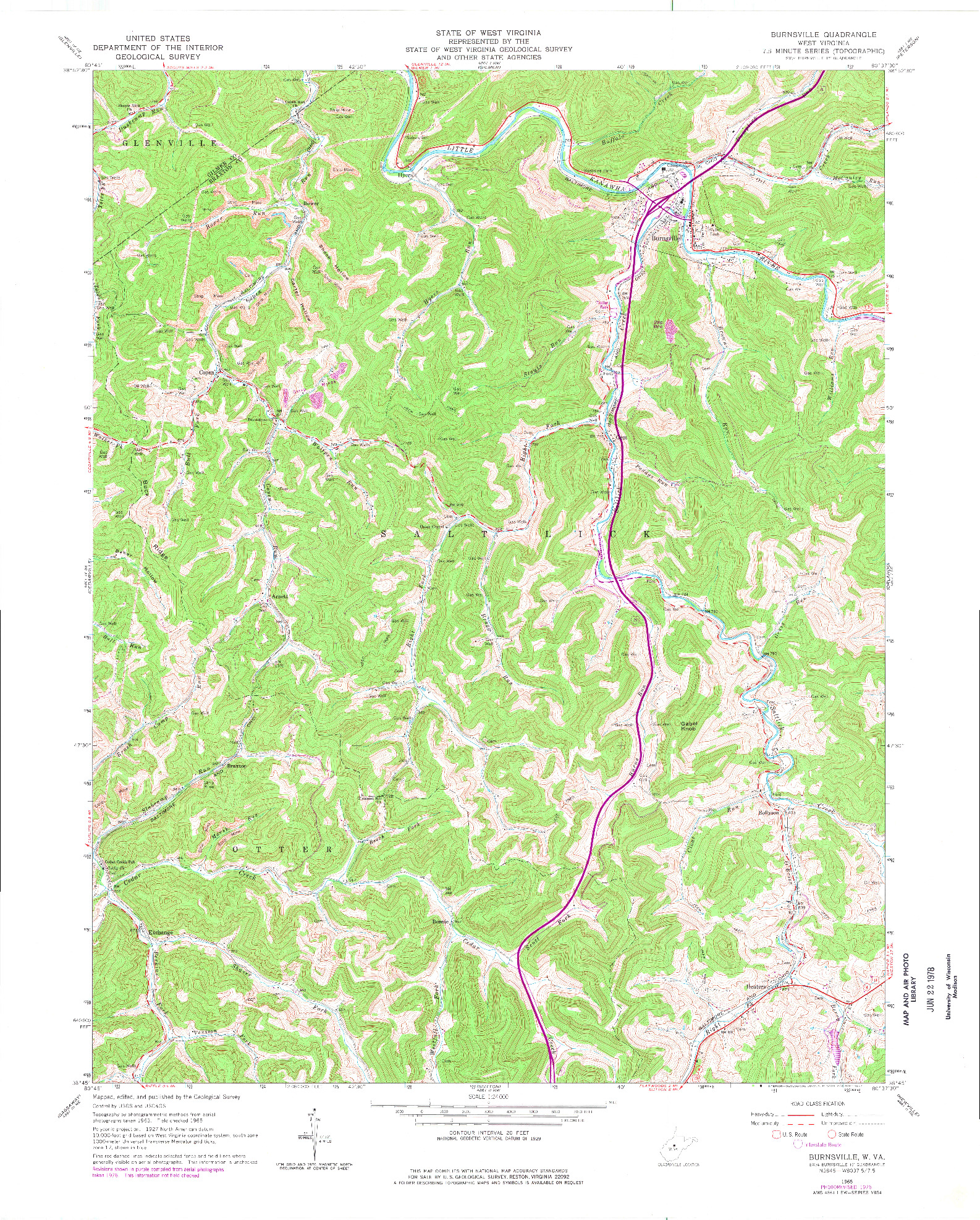 USGS 1:24000-SCALE QUADRANGLE FOR BURNSVILLE, WV 1965