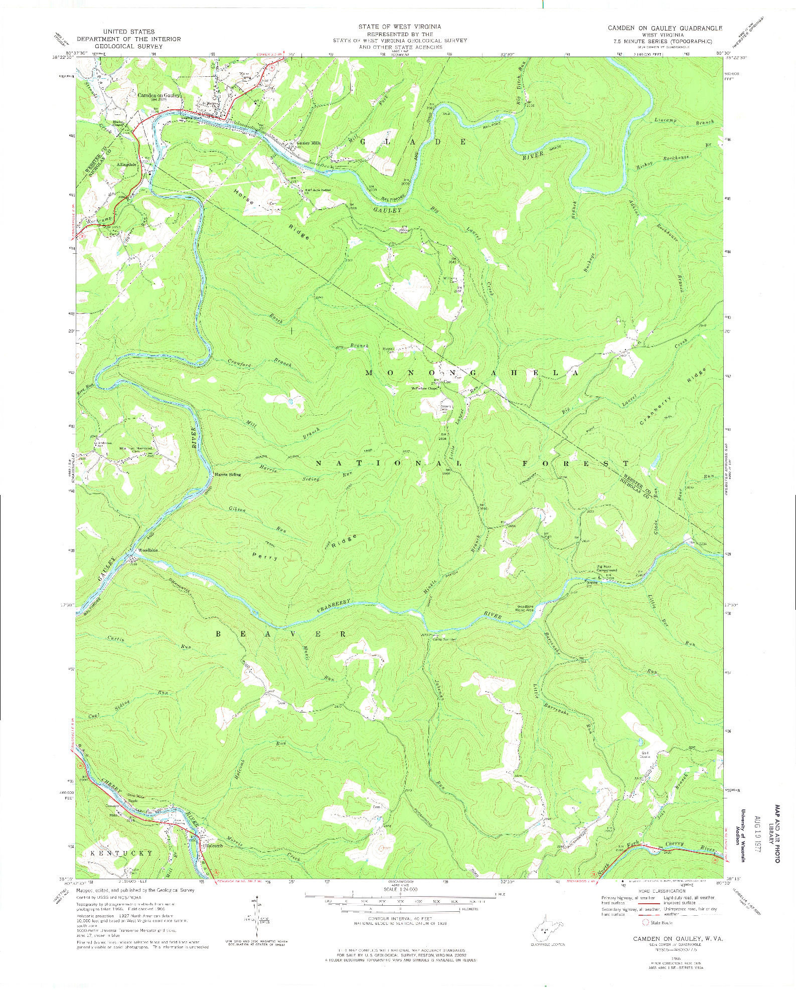 USGS 1:24000-SCALE QUADRANGLE FOR CAMDEN ON GAULEY, WV 1966