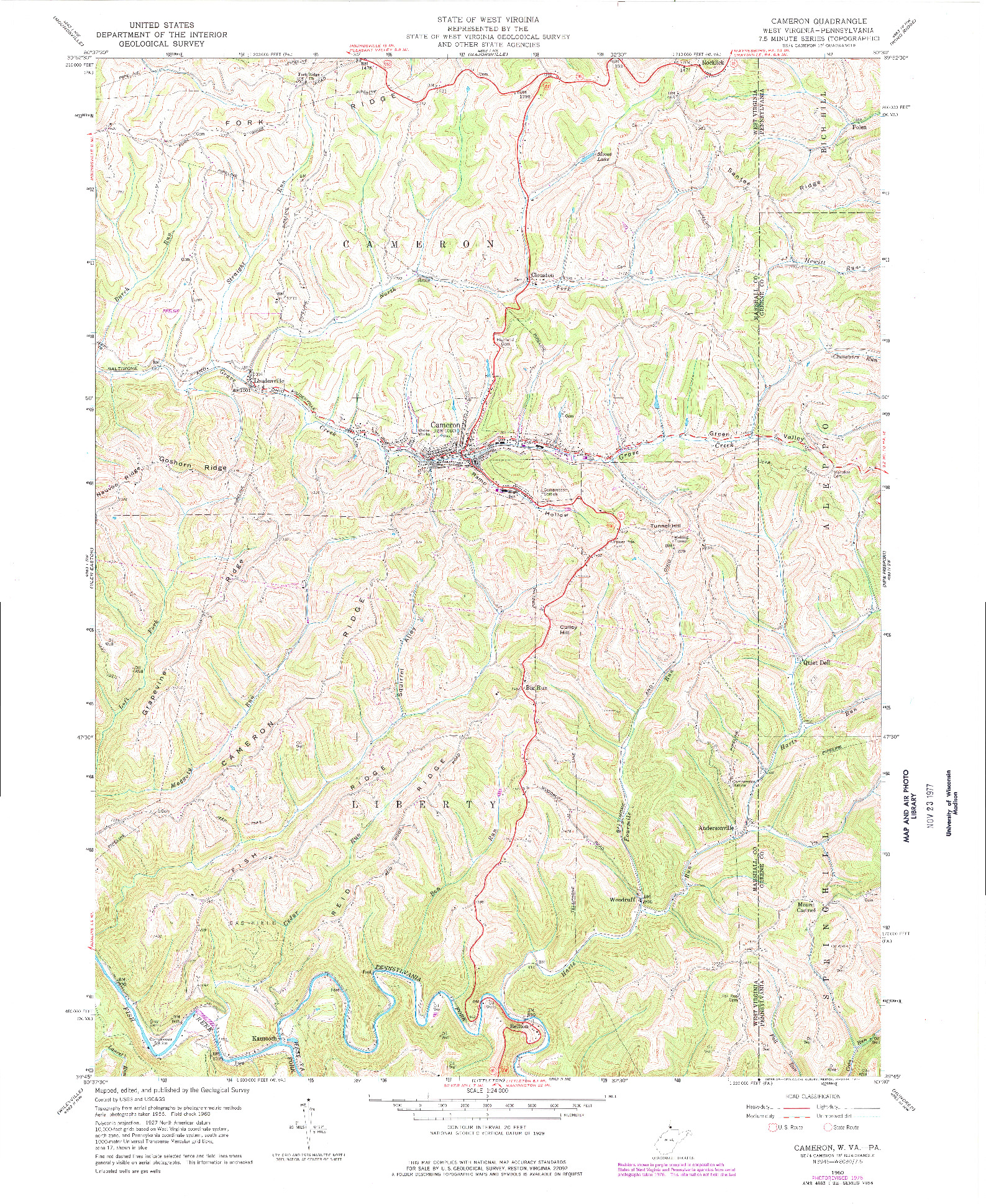 USGS 1:24000-SCALE QUADRANGLE FOR CAMERON, WV 1960