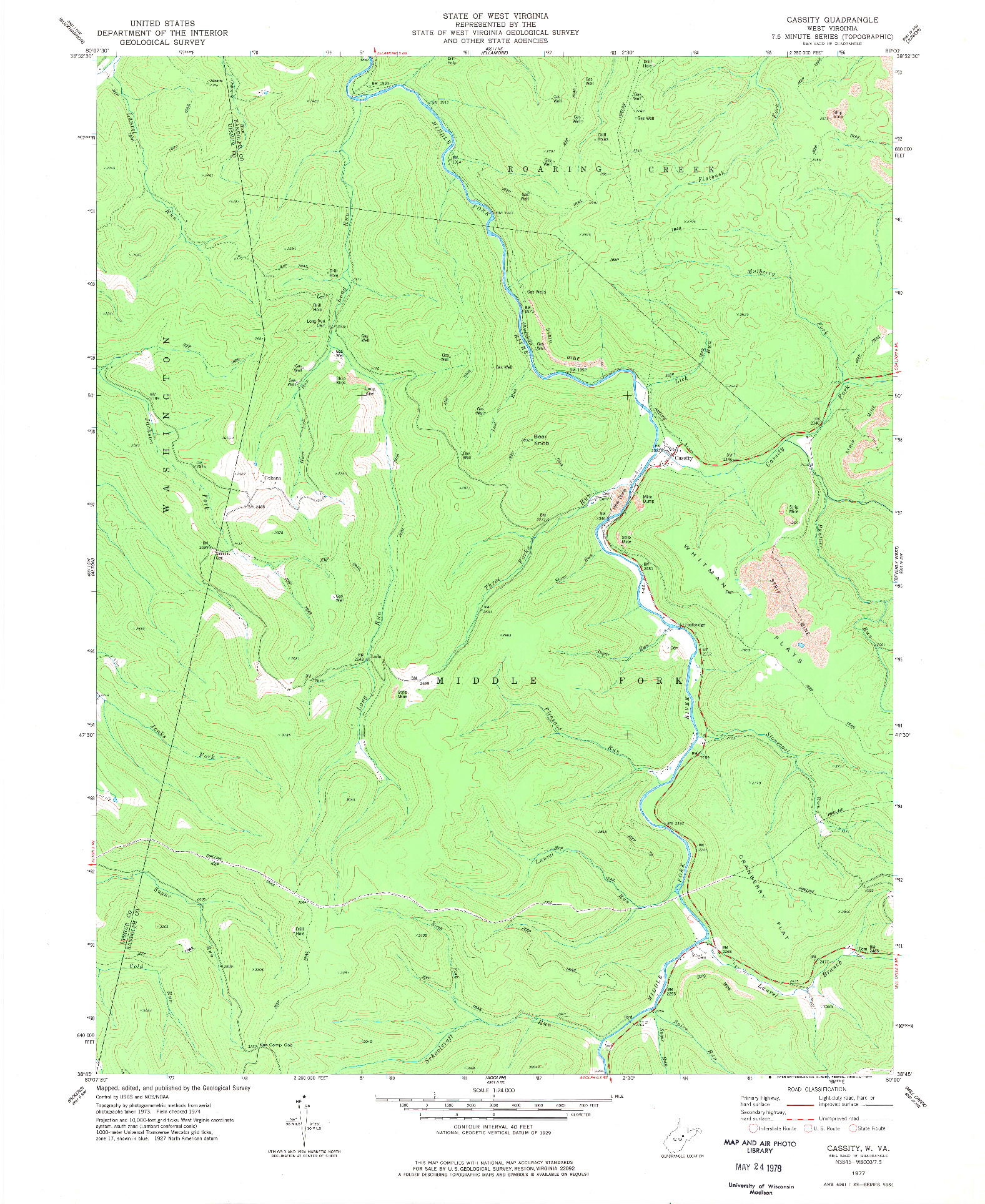 USGS 1:24000-SCALE QUADRANGLE FOR CASSITY, WV 1977