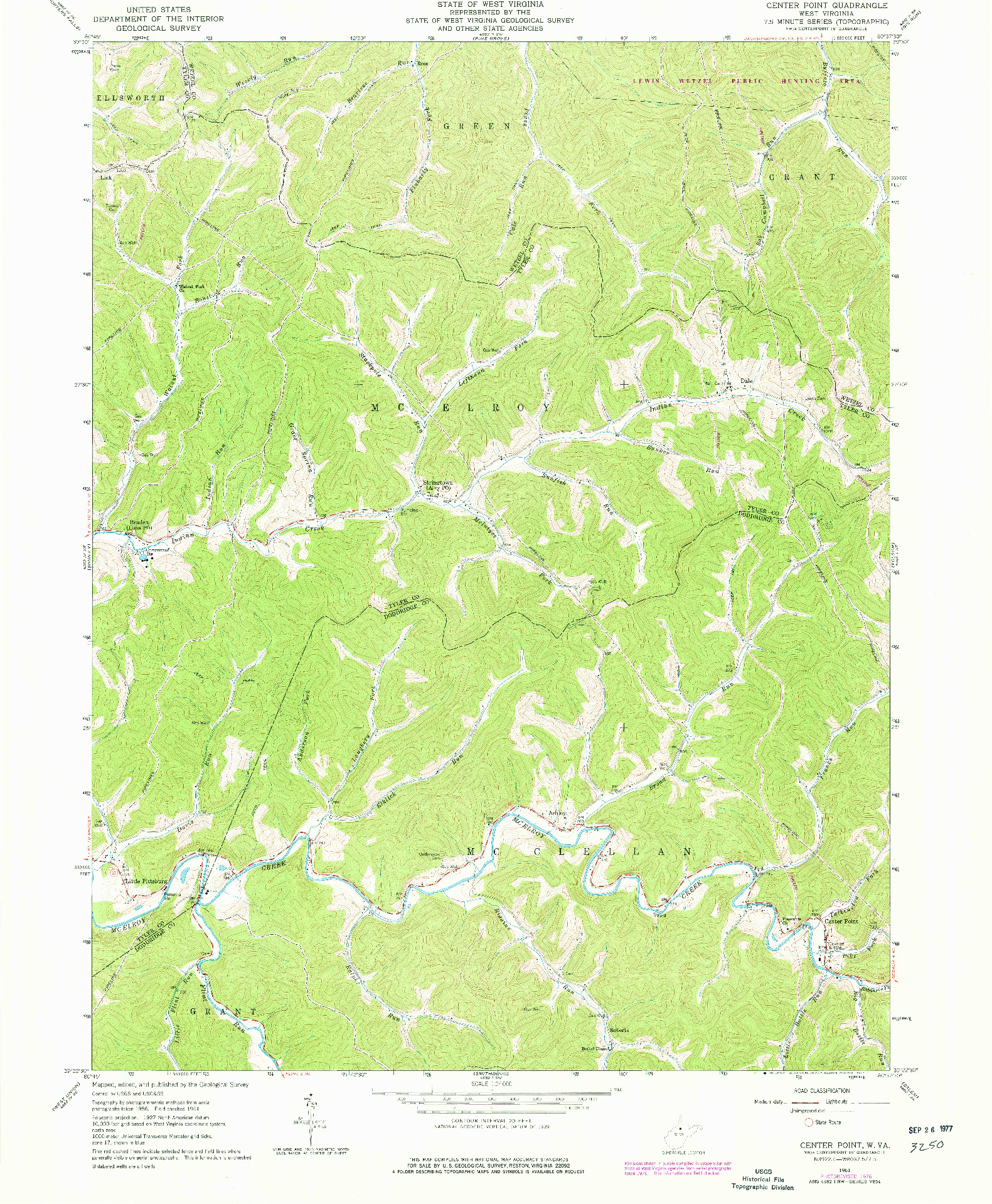 USGS 1:24000-SCALE QUADRANGLE FOR CENTER POINT, WV 1961
