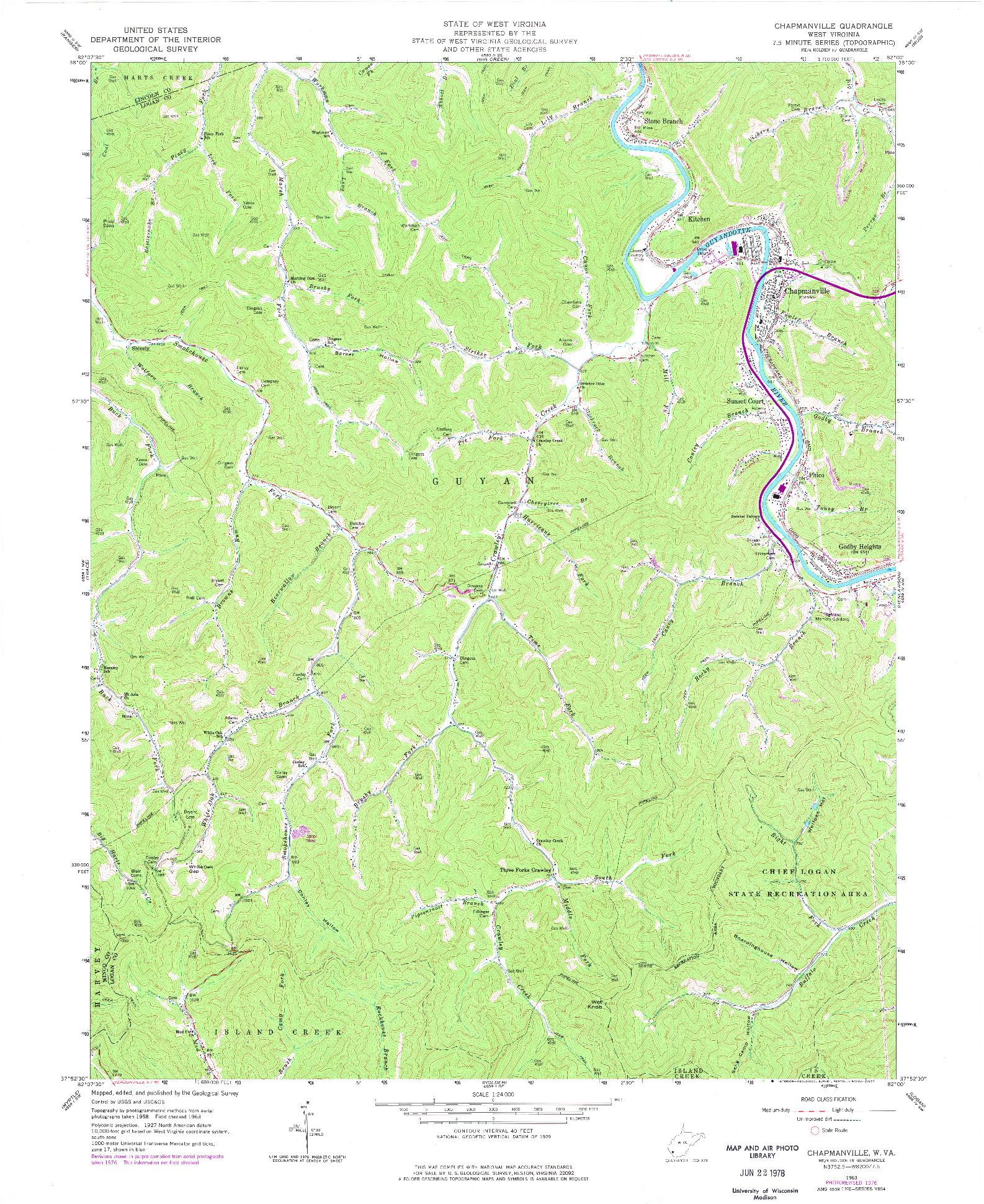 USGS 1:24000-SCALE QUADRANGLE FOR CHAPMANVILLE, WV 1963