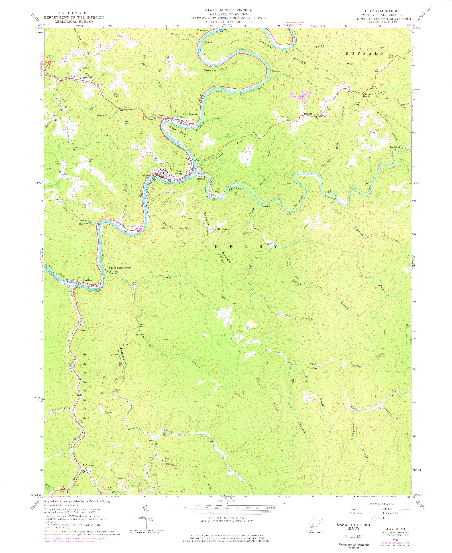 USGS 1:24000-SCALE QUADRANGLE FOR CLAY, WV 1967