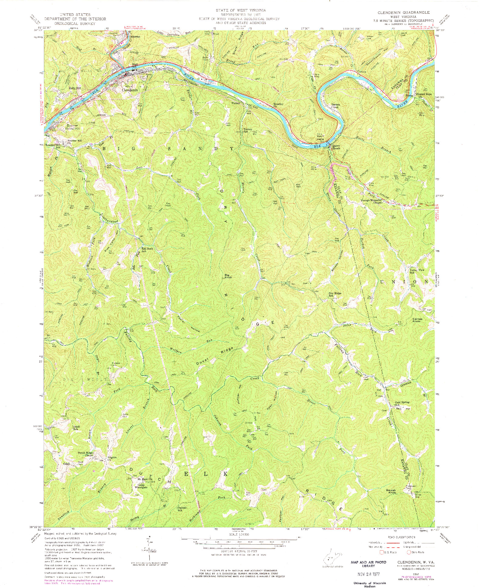 USGS 1:24000-SCALE QUADRANGLE FOR CLENDENIN, WV 1957